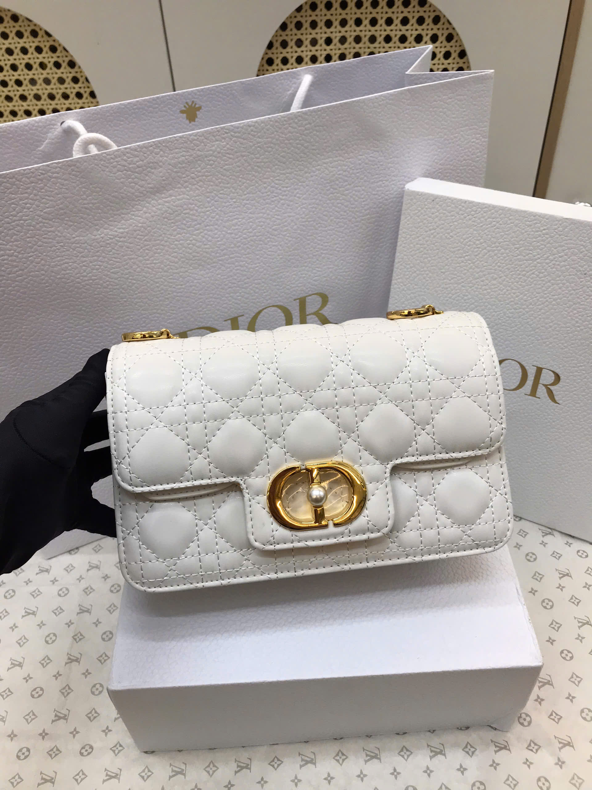 Túi Dior Small Dior Jolie Top Handle Bag Super Màu Trắng Size 22cm