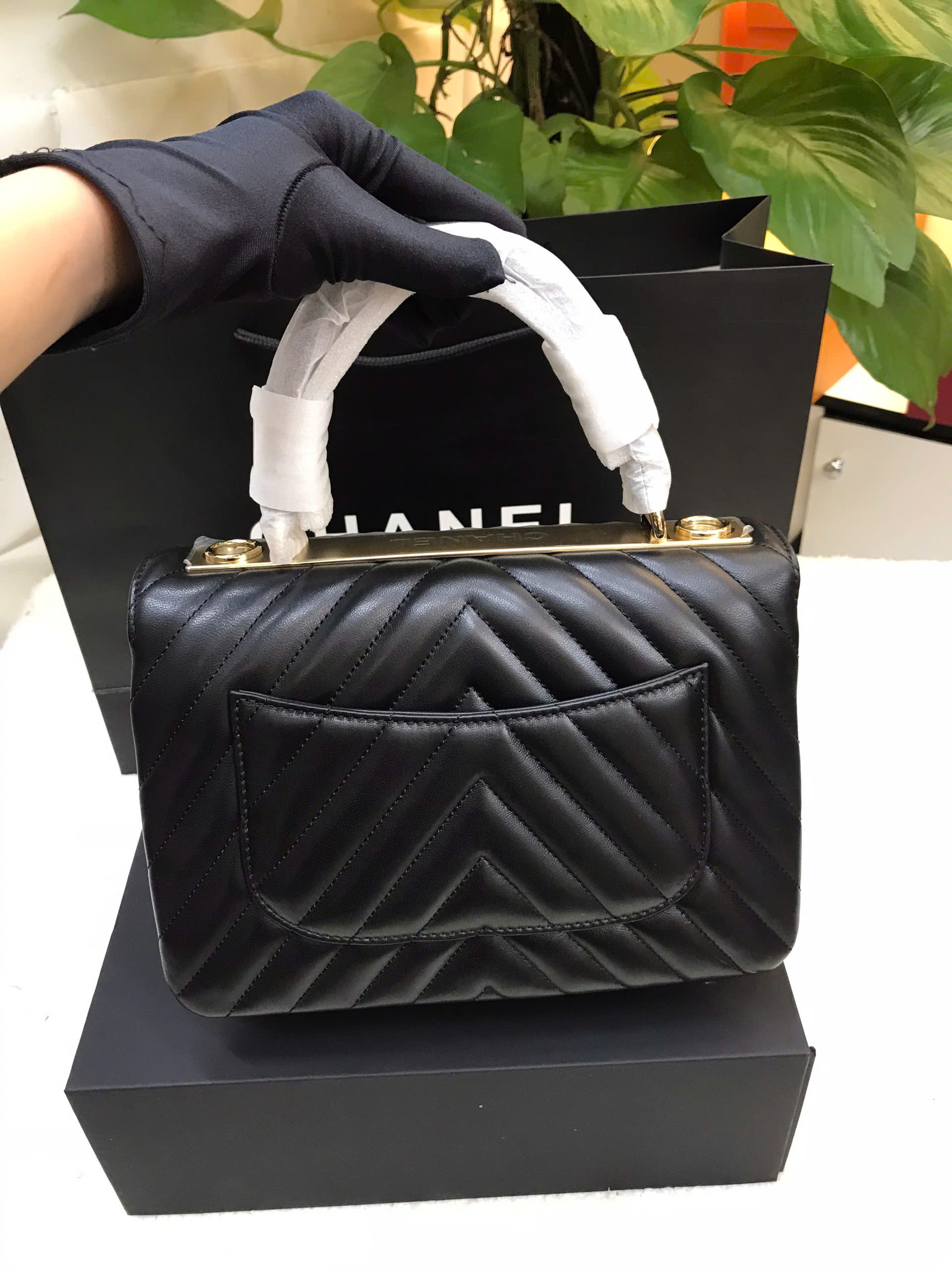 Túi Chanel Flap Bag With Top Handle Bag Vip Màu Đen Size 25cm