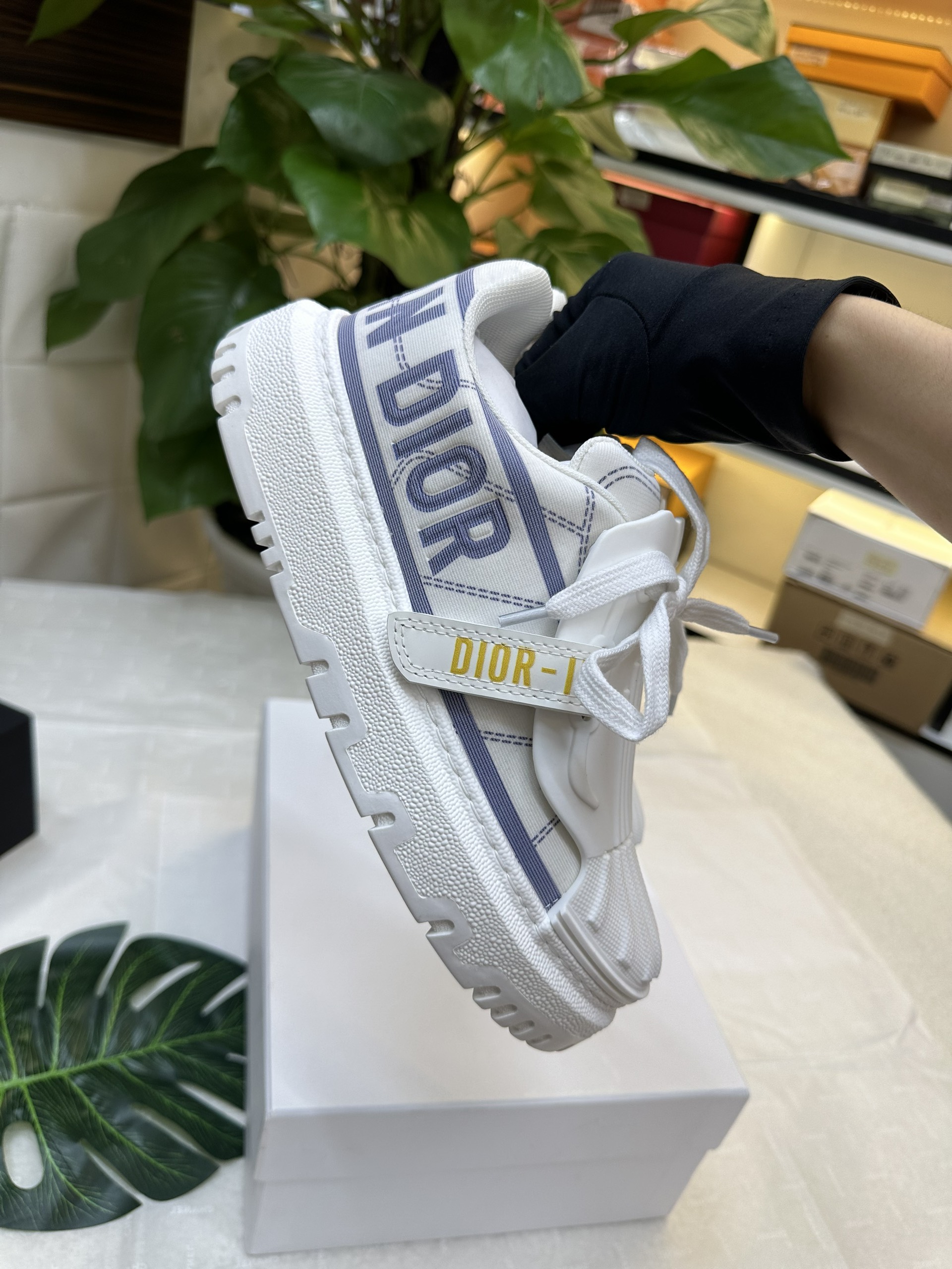 Giày Dior-ID Sneaker White and French Blue Technical Fabric Siêu Cấp Size 37