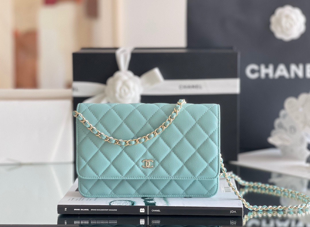 Túi Xách Chanel Woc Vip Màu Xanh Nhũ Tiffany  SIze 20cm