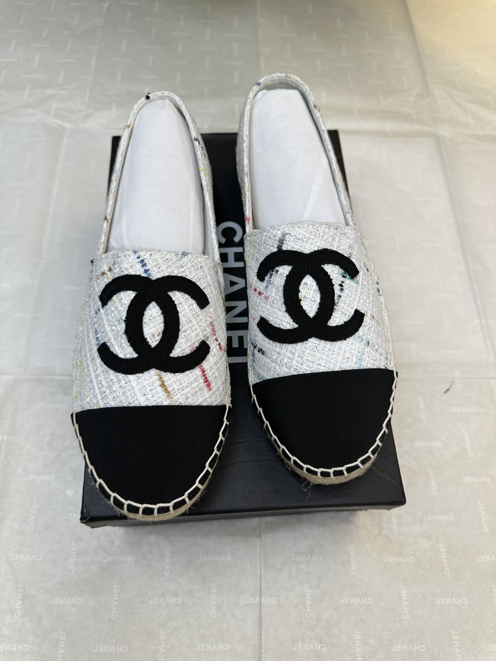 Giày Chanel Espadrilles Siêu Cấp Trắng/Đen Size 38