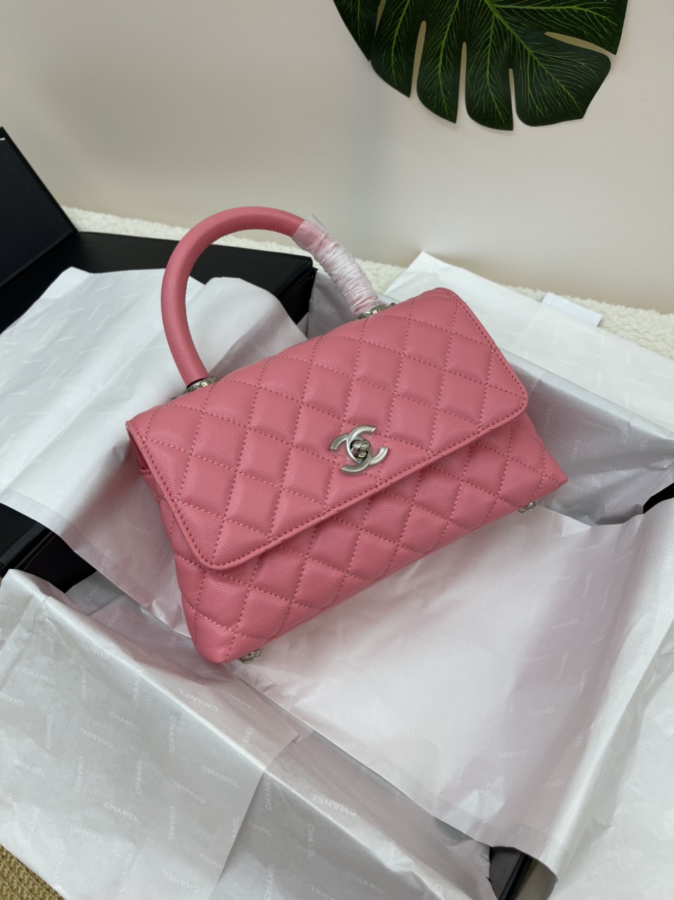 Túi Xách Chanel Coco Khóa Bạc Super Màu Hồng Size 23cm