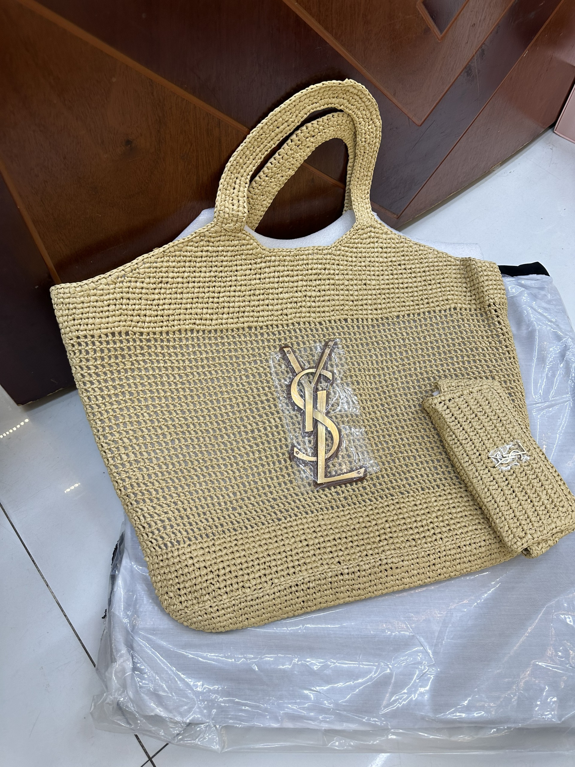 Túi YSL Icare In Raffia Vip Màu Vàng Size 58cm