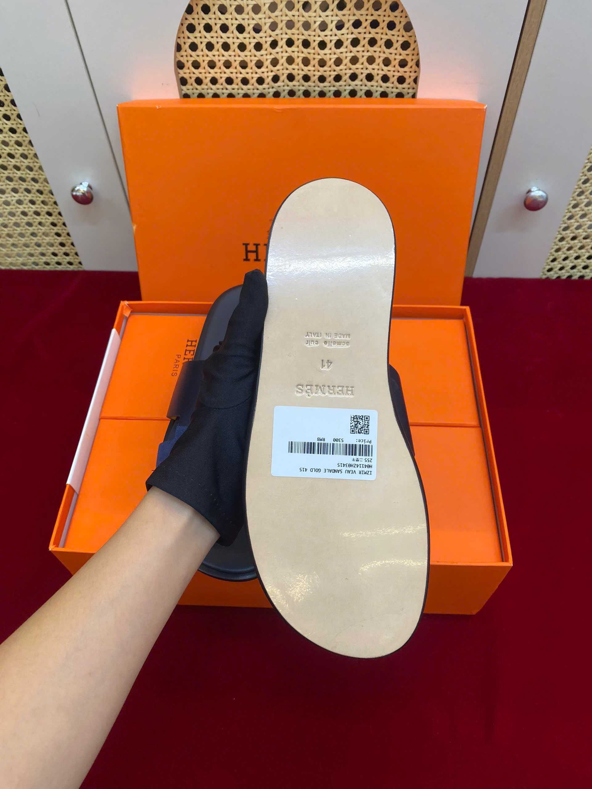 Giày Hermes Izmir Sandal Siêu Cấp Màu Xanh Phối Size 41
