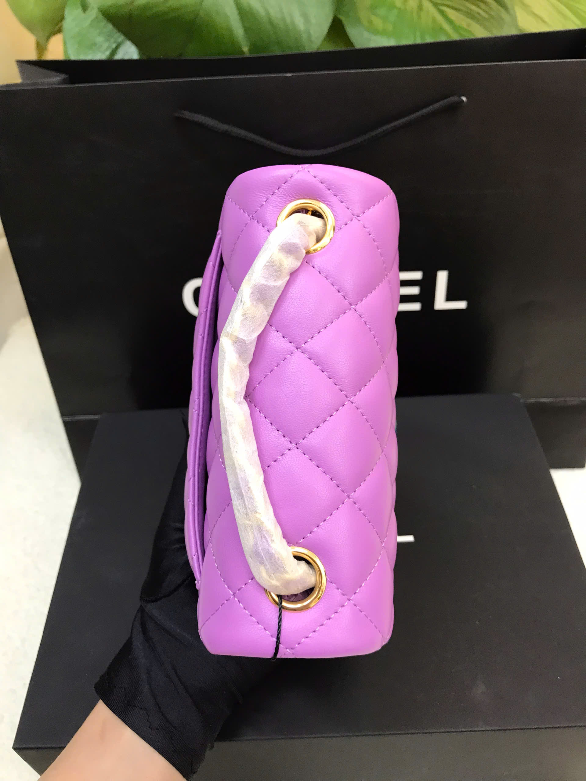 Túi Chanel Purple Quilted Lambskin Square Mini Flap Bag Siêu Cấp Màu Tím Size 17cm