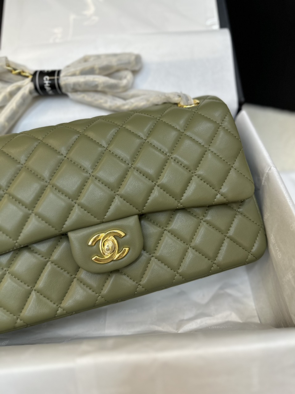 Túi Xách Chanel Classic Flap Màu Xanh Lá Cây Size 25cm