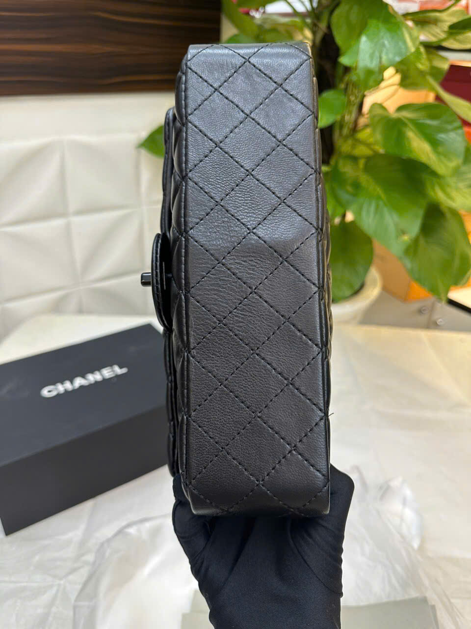 Túi Chanel Classic Flap Super Màu Đen Khóa Đen Size 25cm