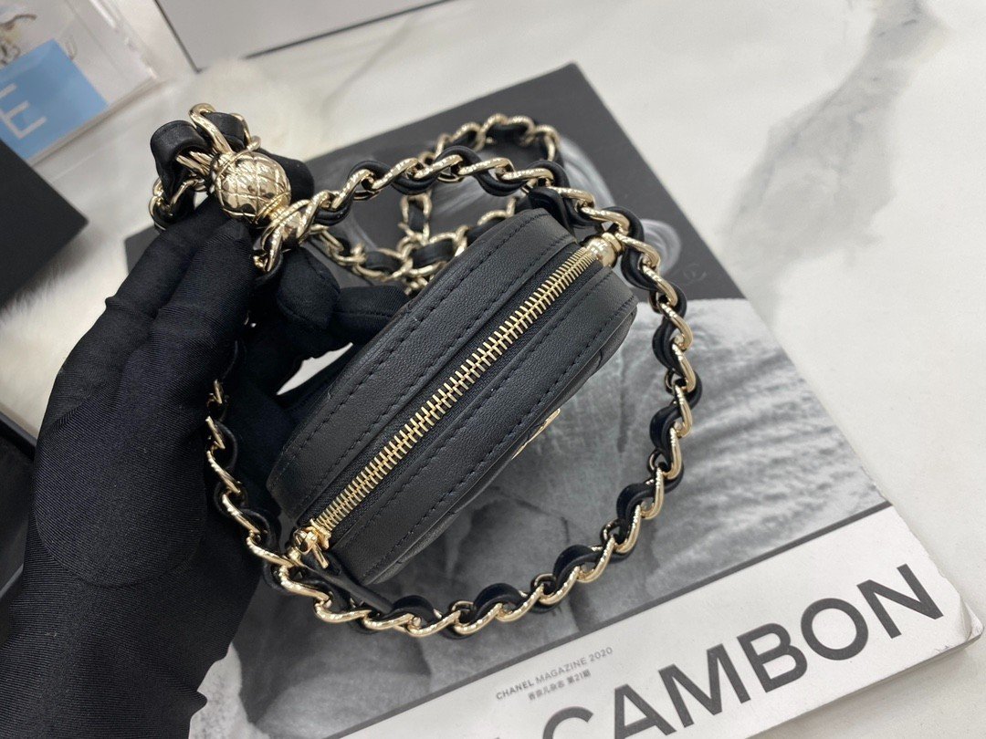 Túi Xách Chanel Tròn Siêu Cấp Size 12cm Màu Đen AP2568