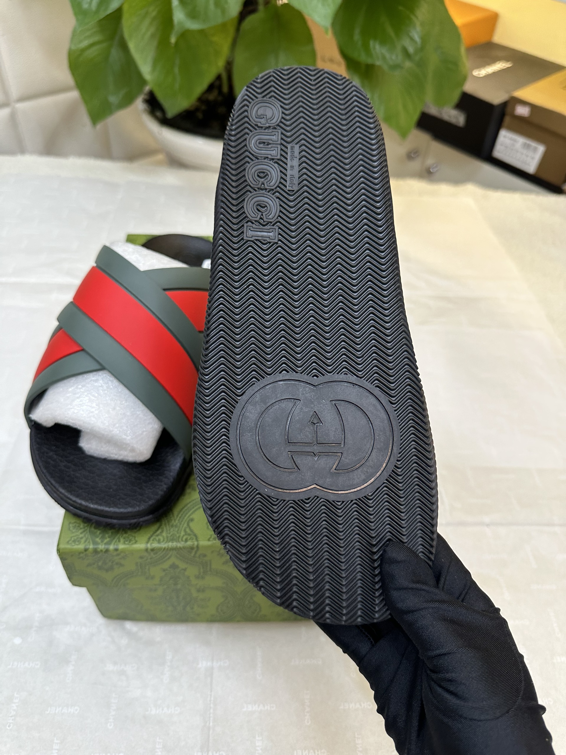 Dép Gucci Striped Rubber Slides Siêu Cấp Size 43