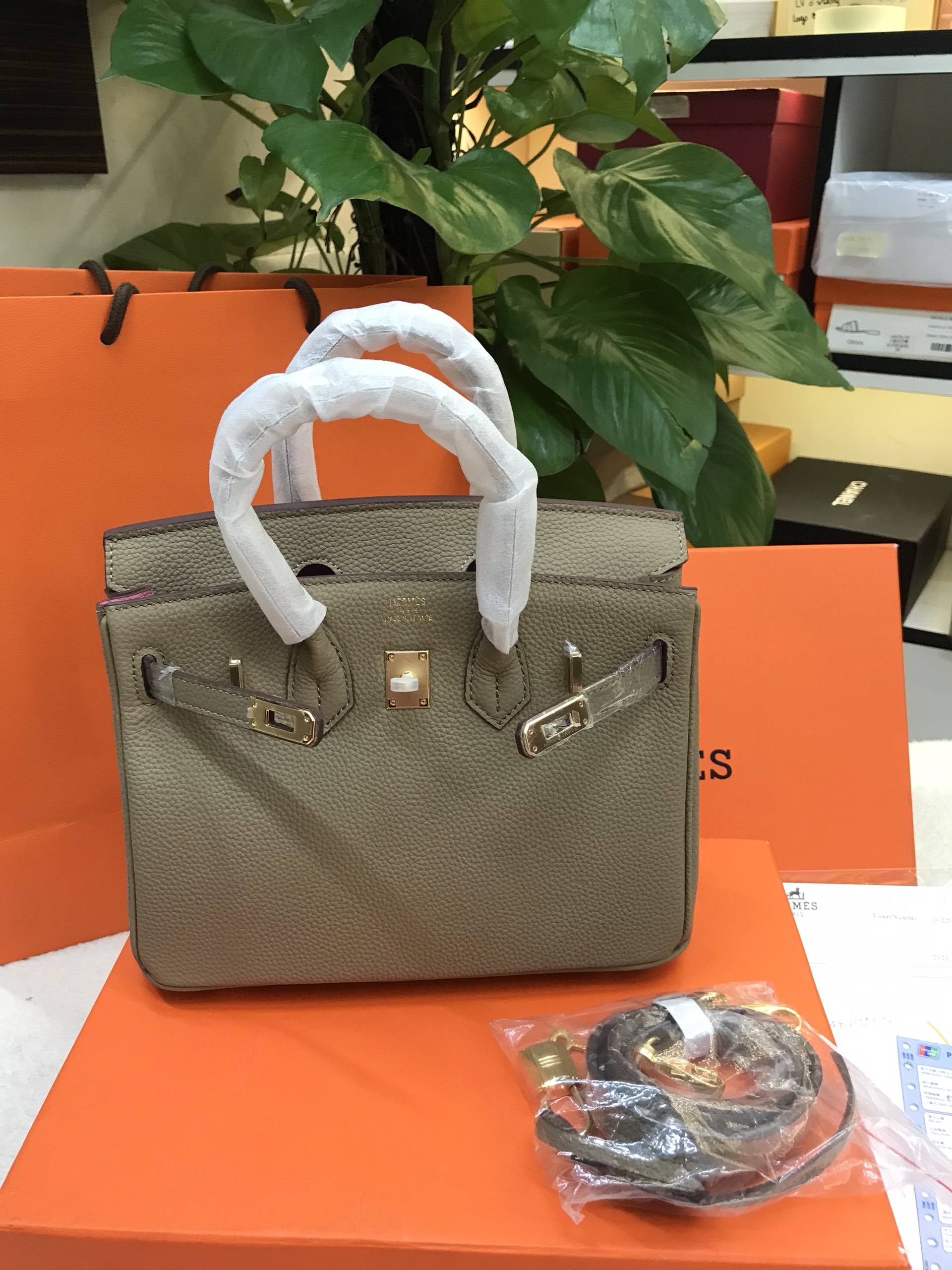 Túi Hermes Birkin 25 Super Màu Xám Khóa Vàng Size 25cm