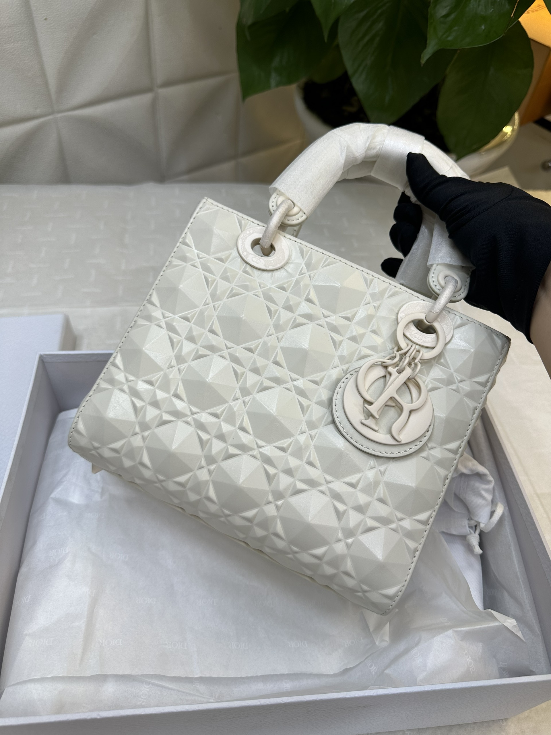 Túi Dior Small Lady My ABCDIOR Diamond Bag White Vip Size 20cm