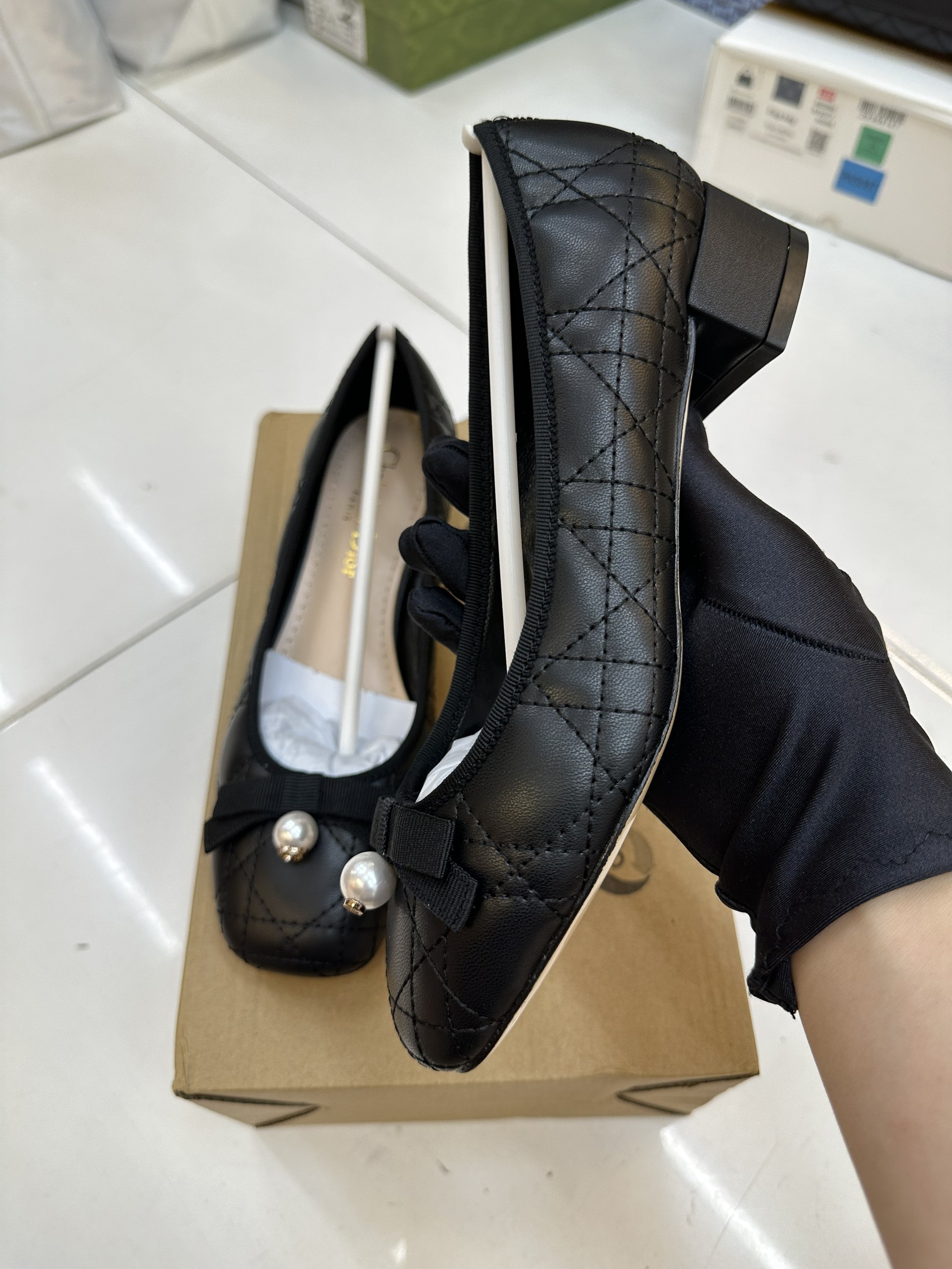 Giày Dior Ballet Pump Black Quilted Cannage Calskin Reference Siêu Cấp Size 35