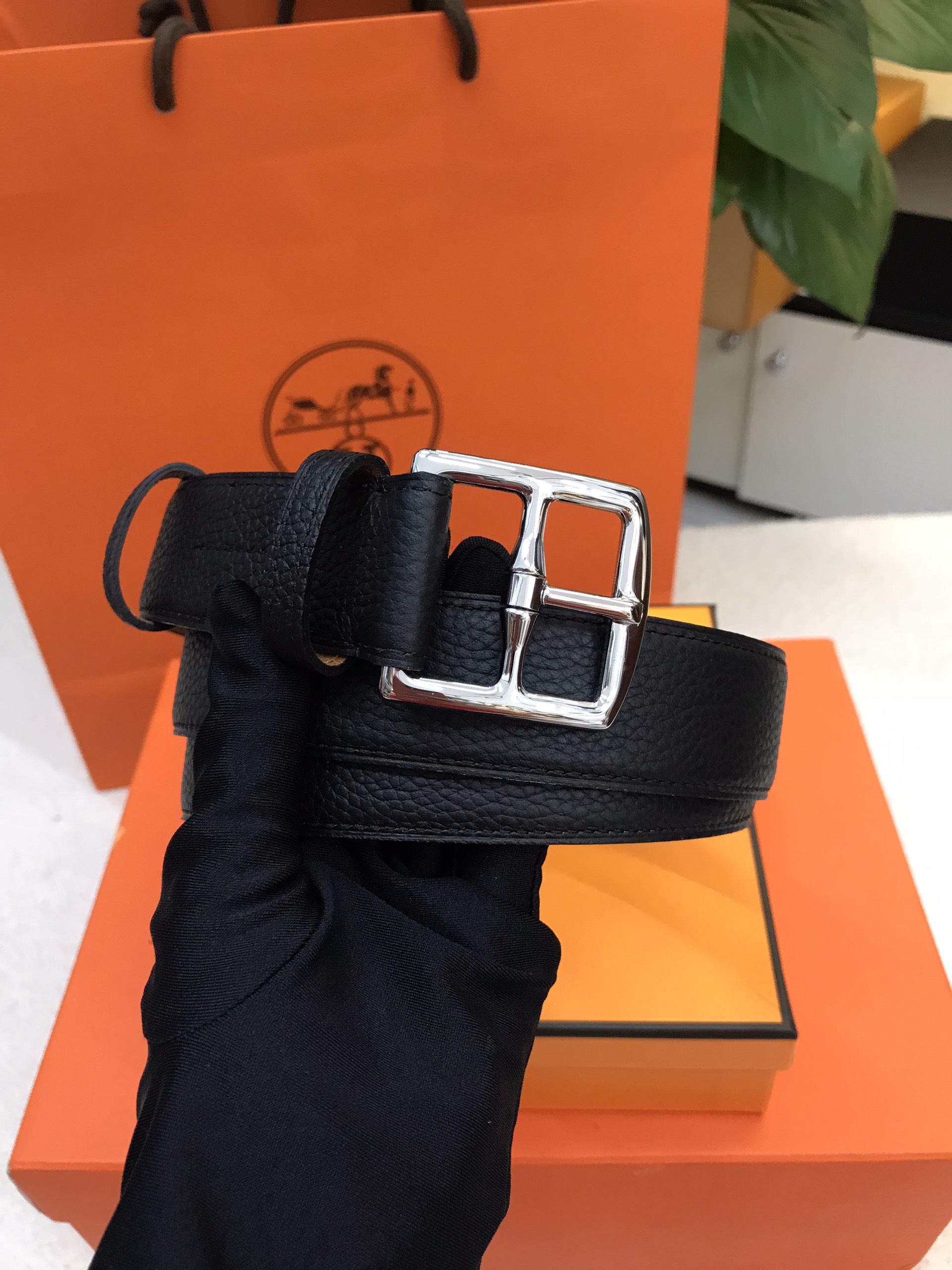 Thắt lưng Hermes Etriviere 32 Belt VIP Màu Đen Size 100-115cm