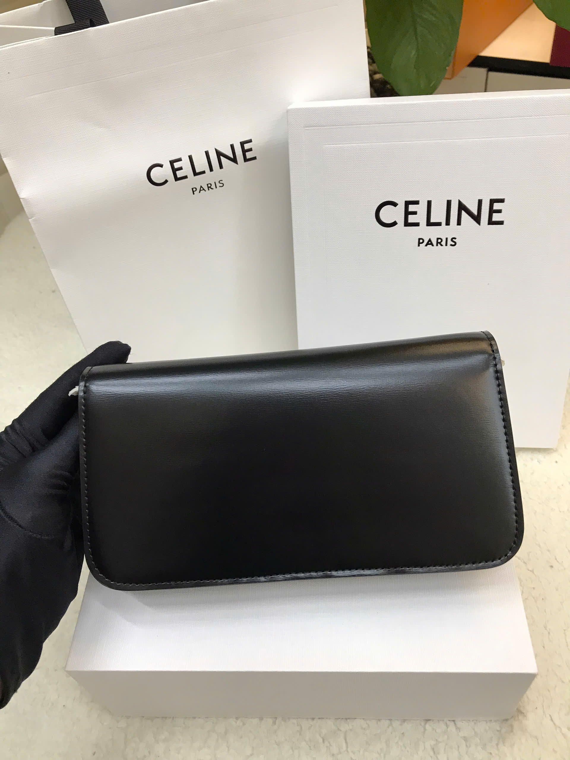 Túi Celine Multipochette In Shiny Calfskin Vip Màu Đen Size 20.5cm