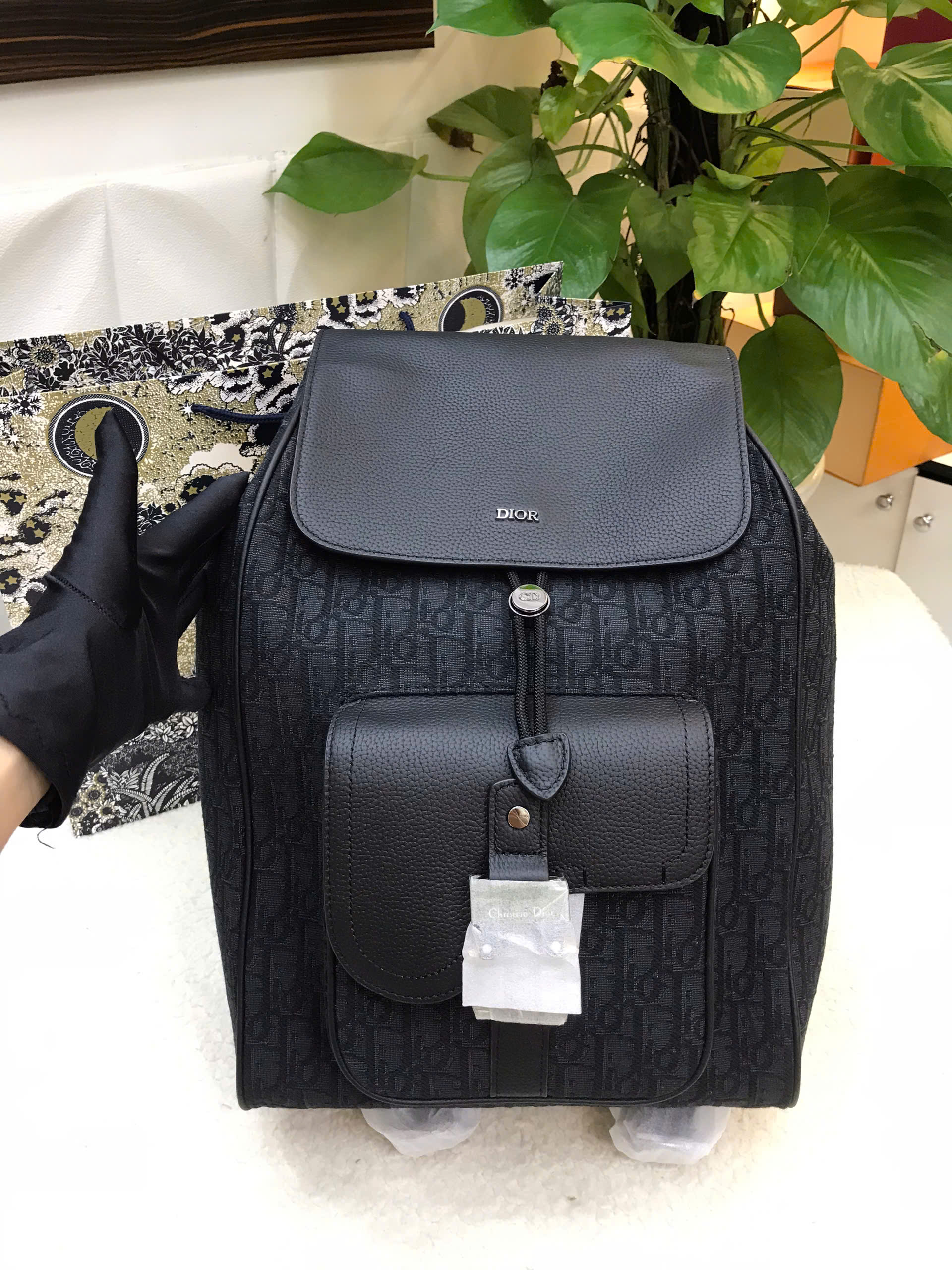 Balo Dior Saddle Backpack with Flap Siêu Cấp Màu Đen Size 40cm