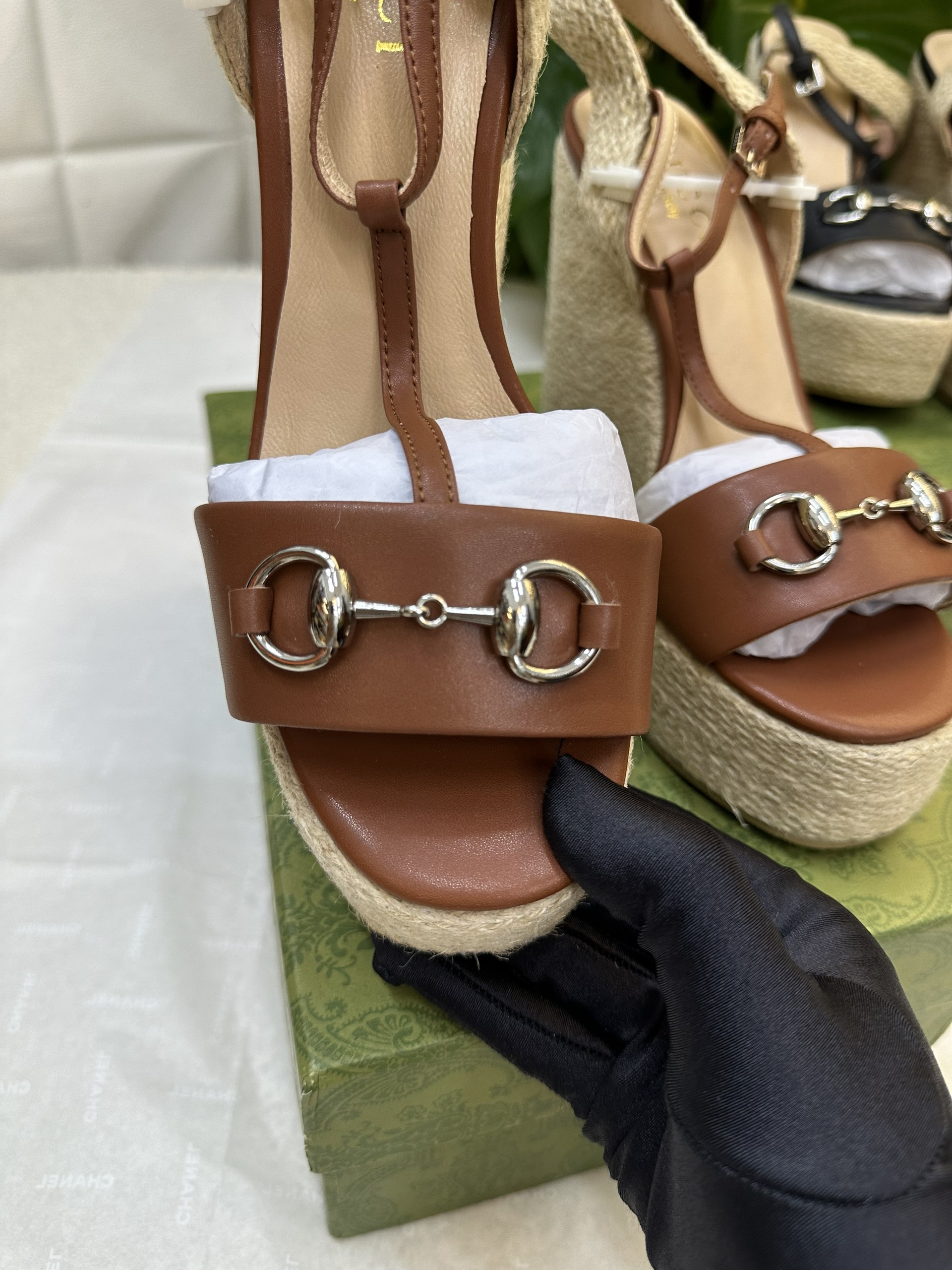 Giày Gucci Sandals Siêu Cấp Màu Nâu Heel 13cm