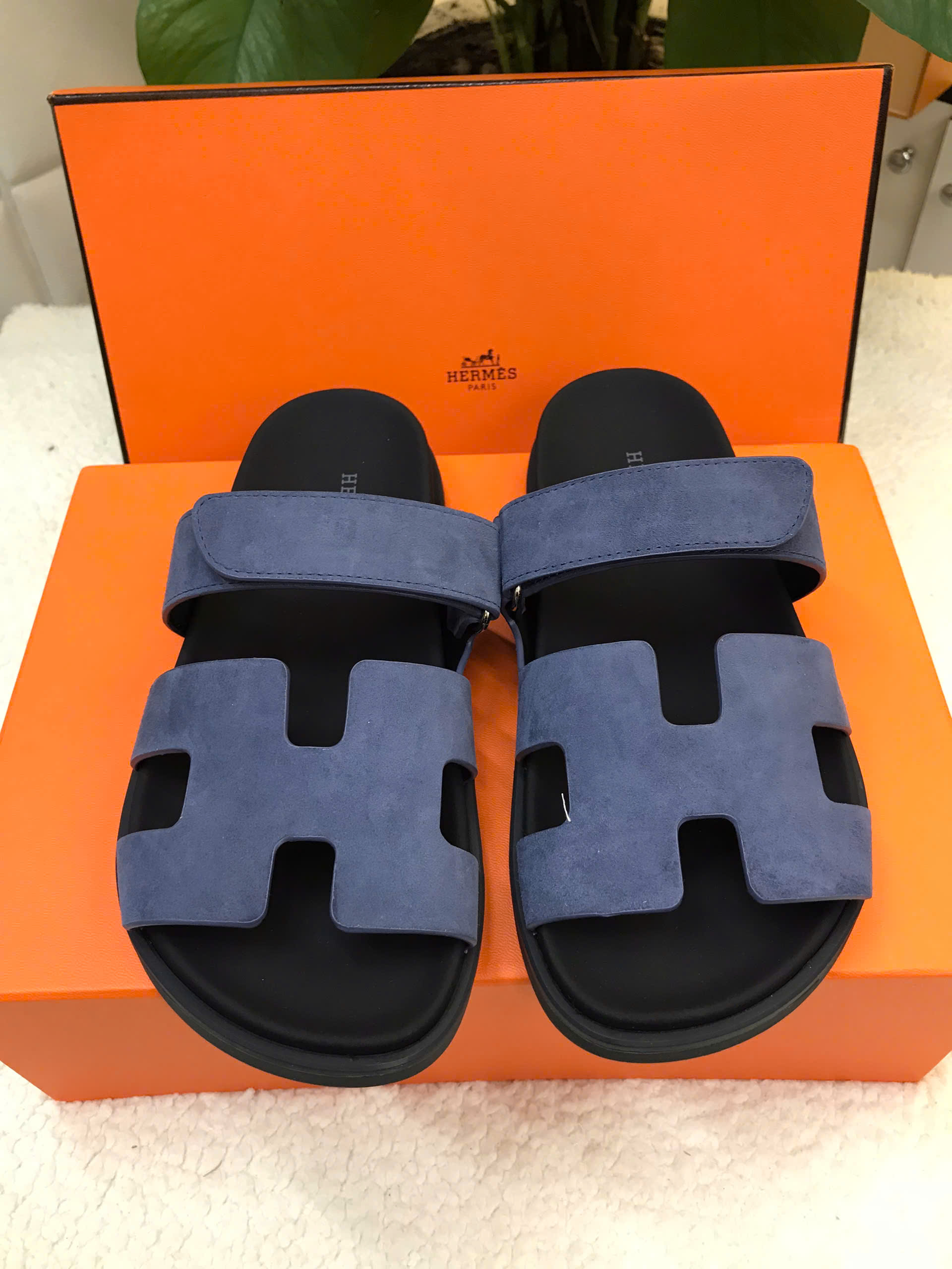 Giày Hermes Sandal Chypre Siêu Cấp Màu Xanh Size 39