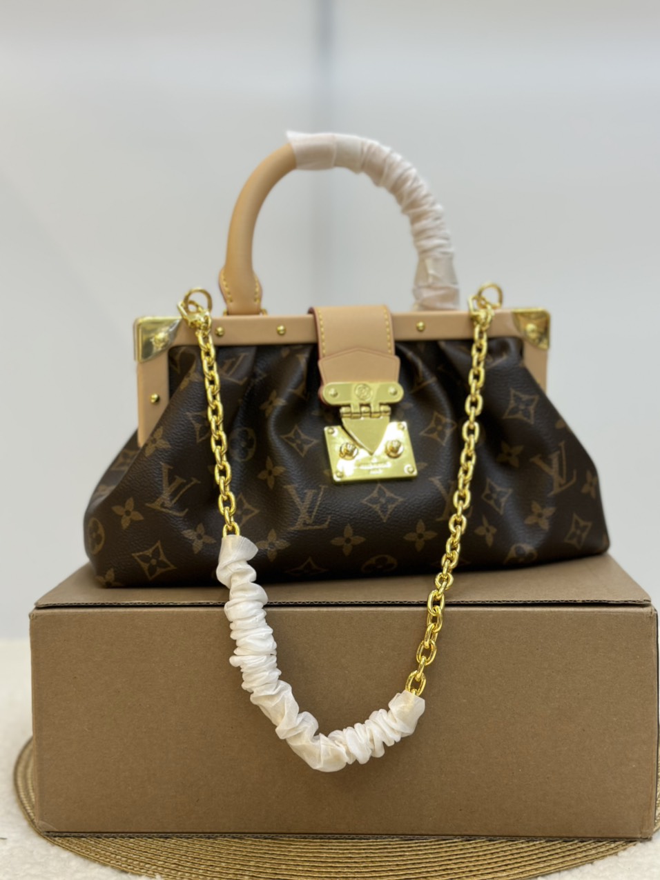 Túi Xách LV Monogram Clutch Super Màu Nâu Size 28cm Full Box