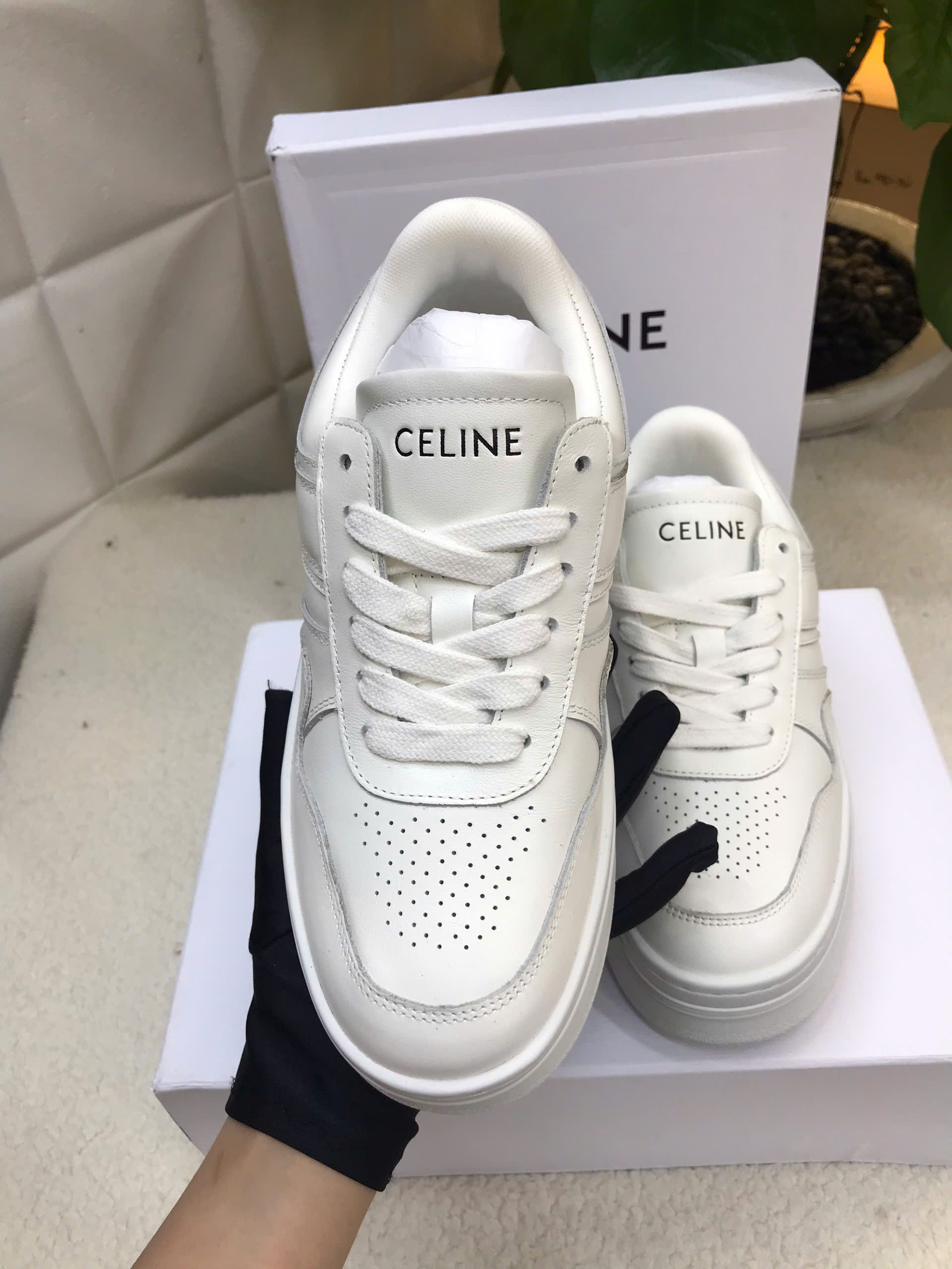 Giày Celine Block Sneakers With Wedge Outsole In Calfskin Siêu Cấp Size 35