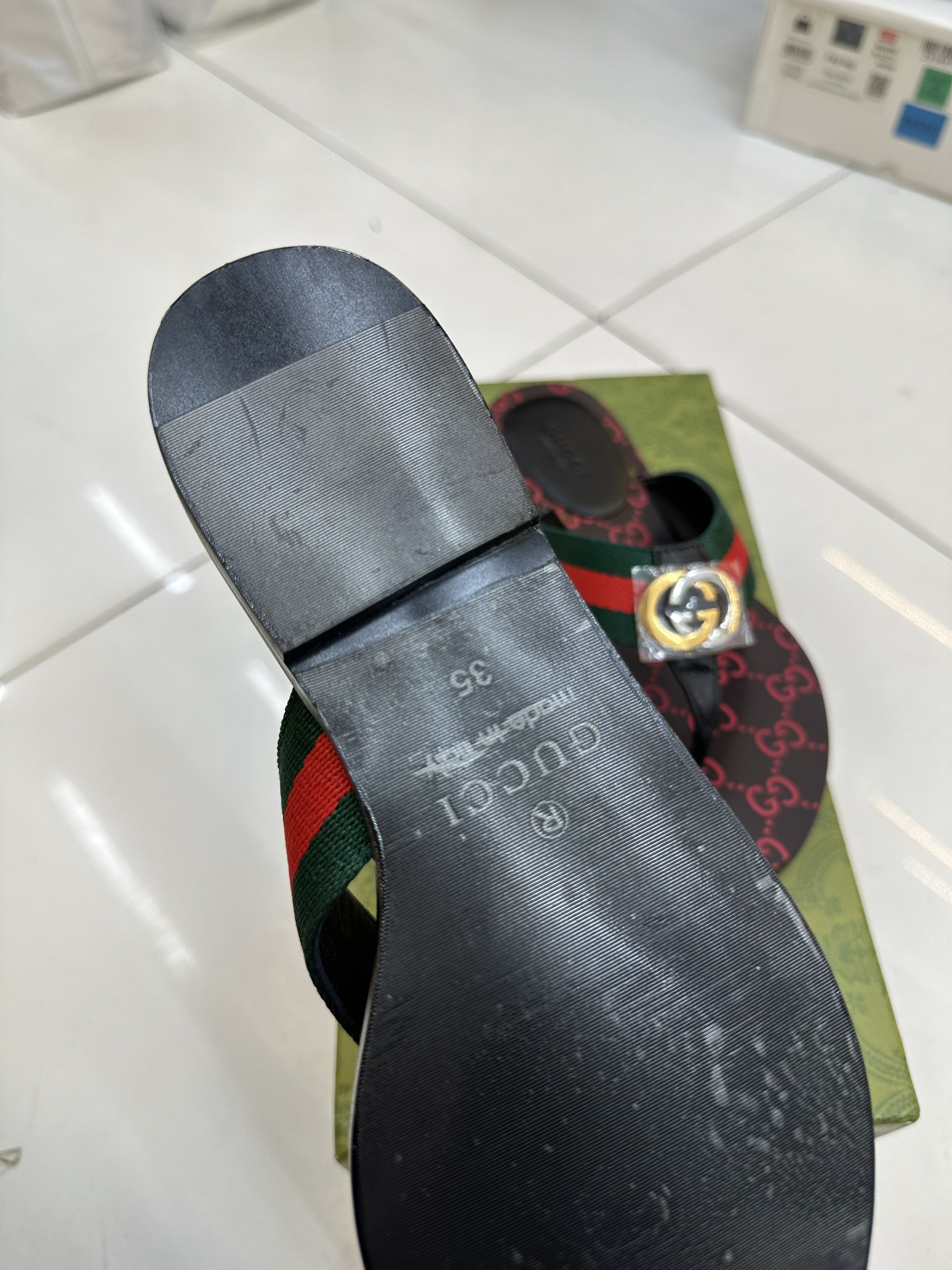 Dép Gucci GG Thong Web Sandal Siêu Cấp Size 35