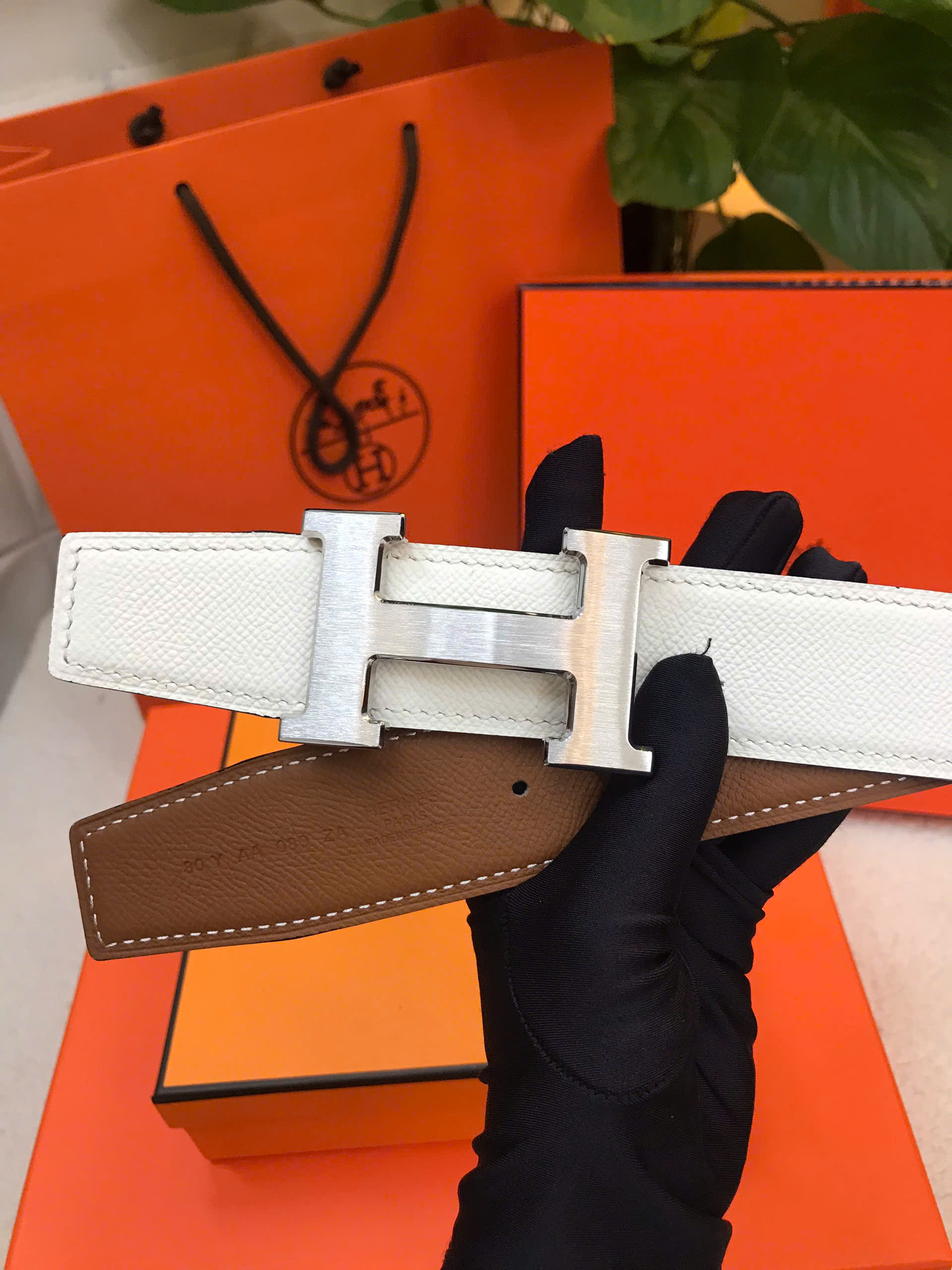 Thắt Lưng Hermes Epsom Belt Siêu Cấp Màu Trắng