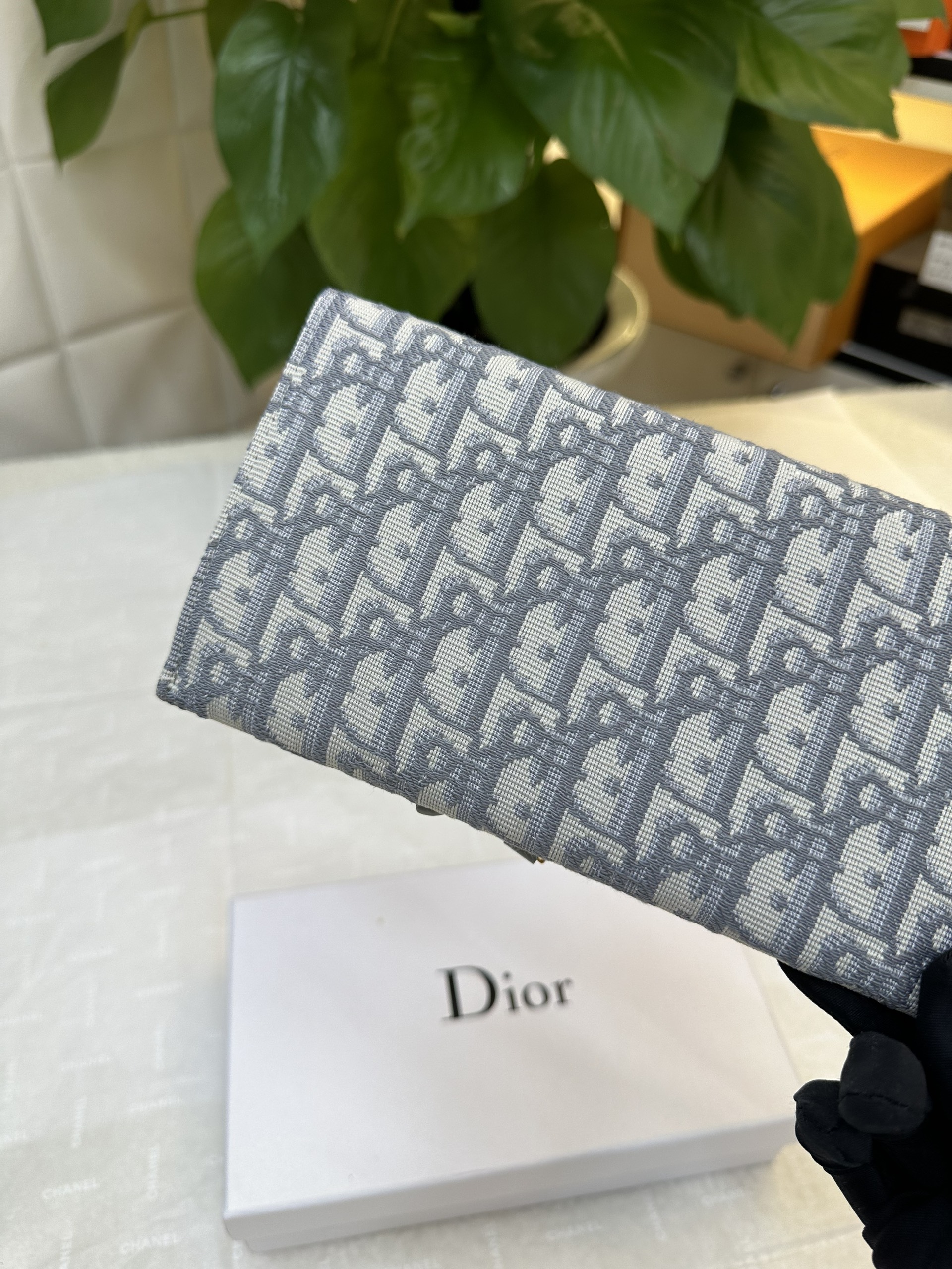 Túi/Ví Dior Long Saddle Wallet With Chain Super Màu Xám Size 19cm