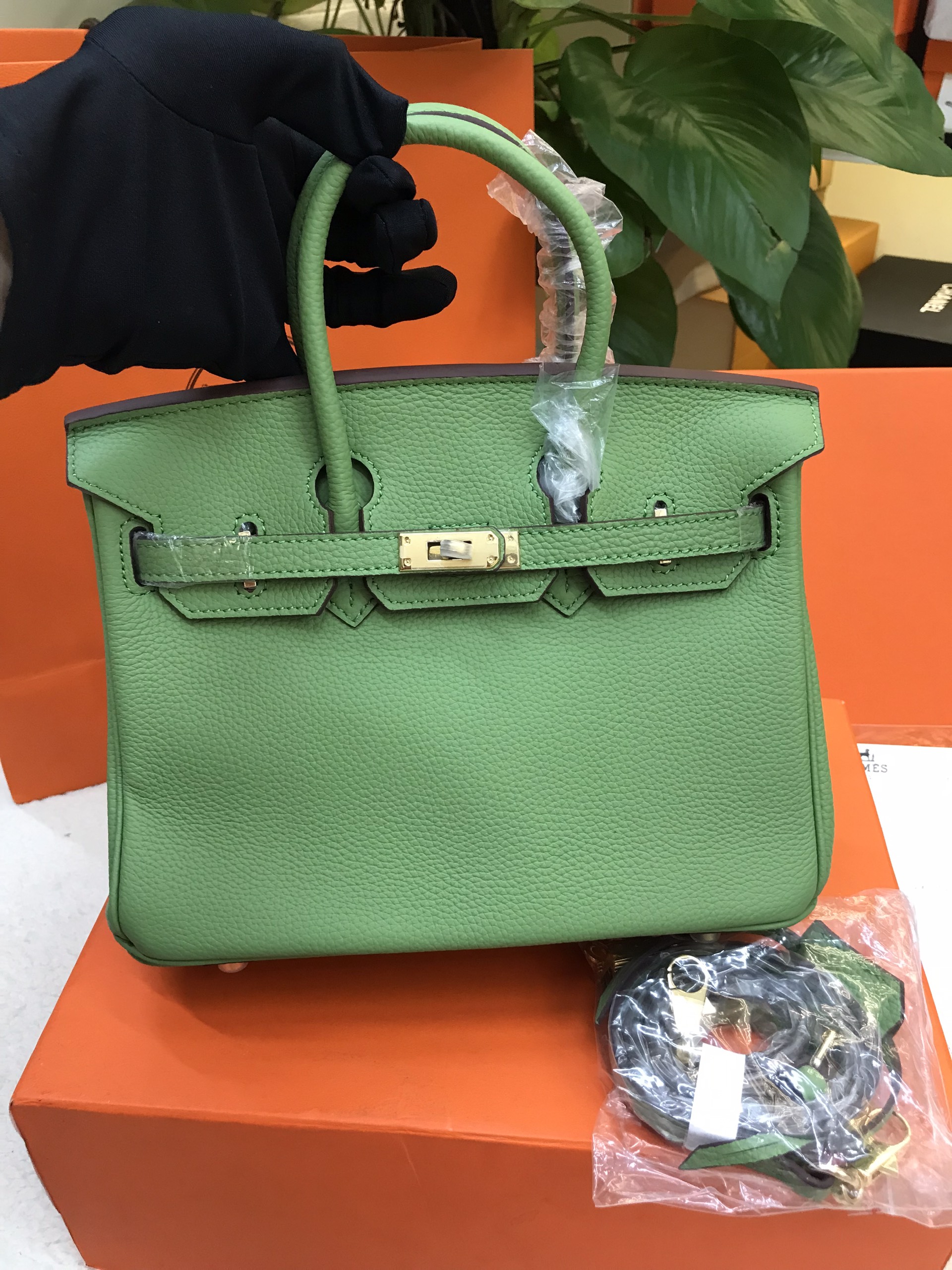 Túi Hermes Birkin 25 Super Màu Xanh Lá Khóa Vàng Size 25cm