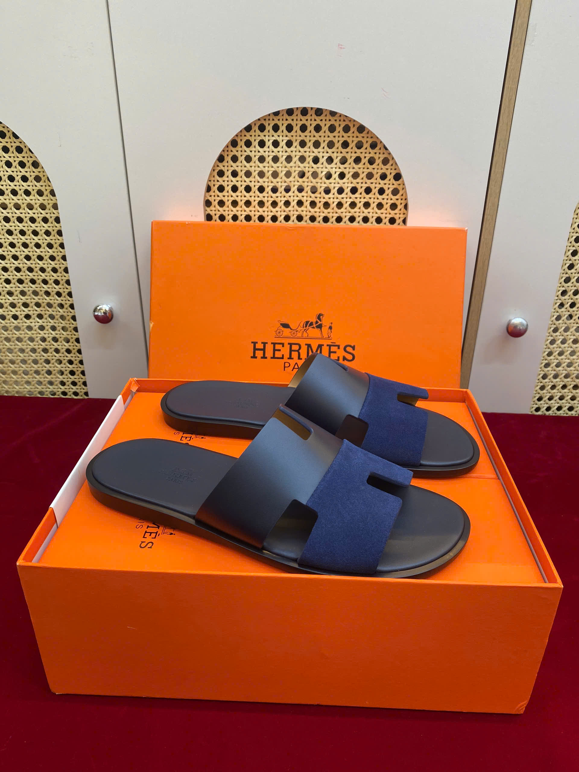 Giày Hermes Izmir Sandal Siêu Cấp Màu Xanh Phối Size 41