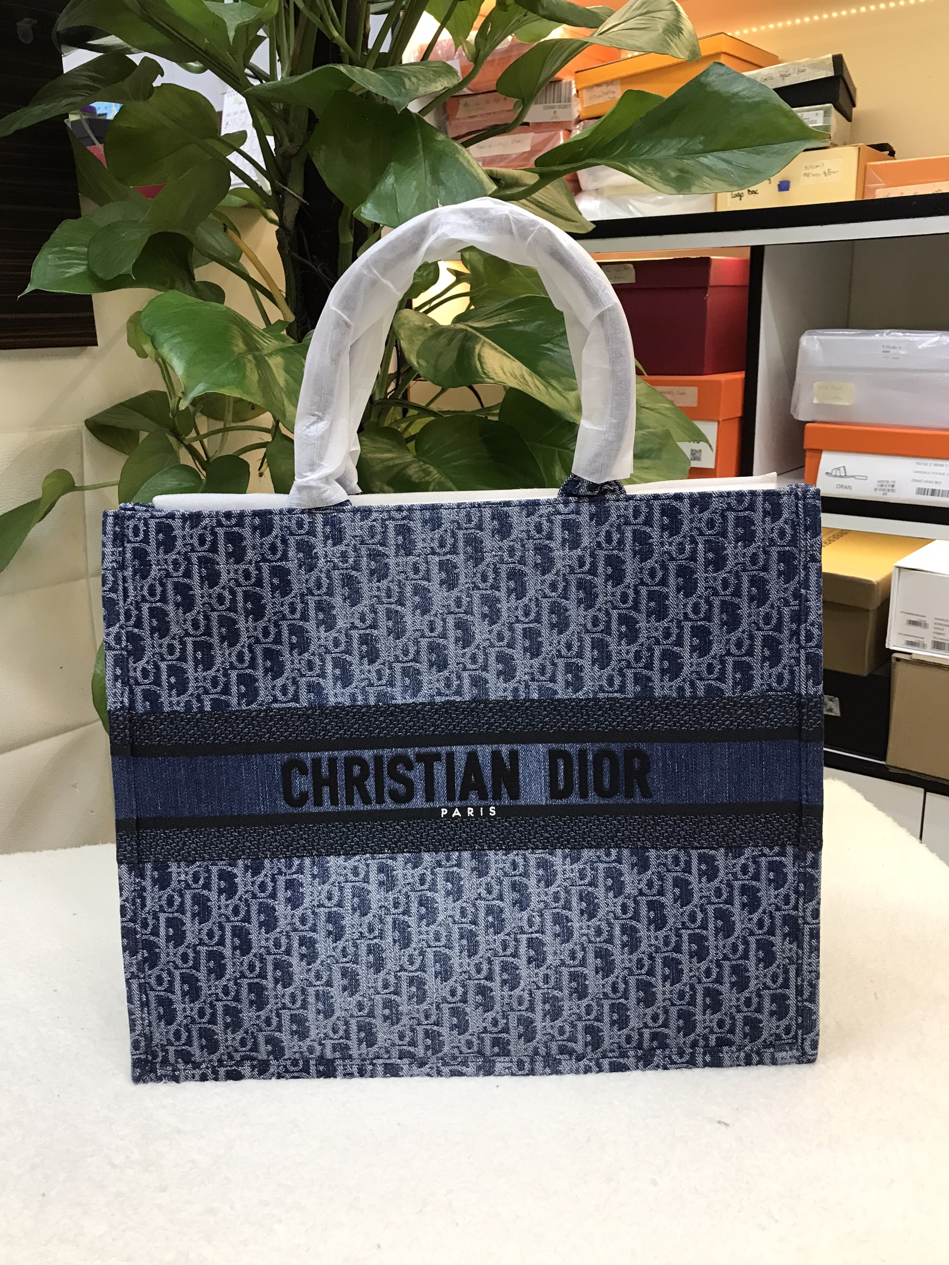 Túi Large Dior Book Tote Blue Denim Dior Oblique Jacquard Siêu Cấp SIze 42cm