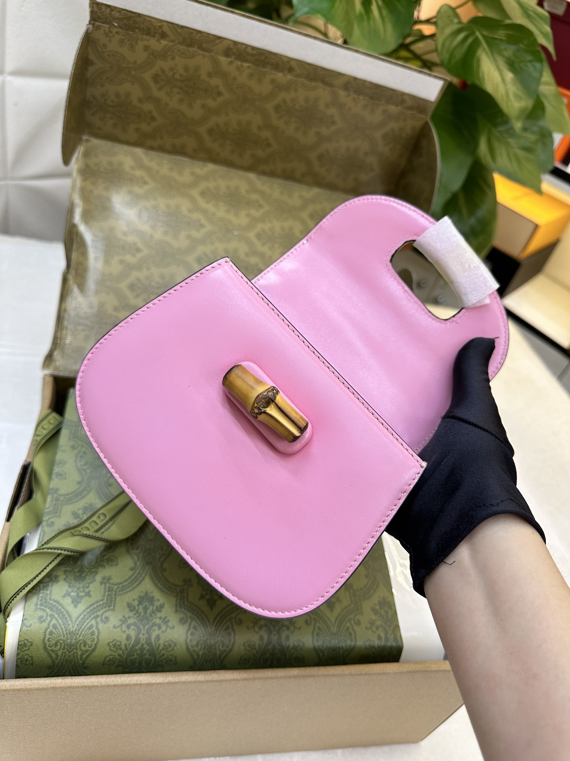 Túi Gucci Bamboo 1947 Mini Top Handle Bag Pink Leather Vip Màu Hồng Size 17cm