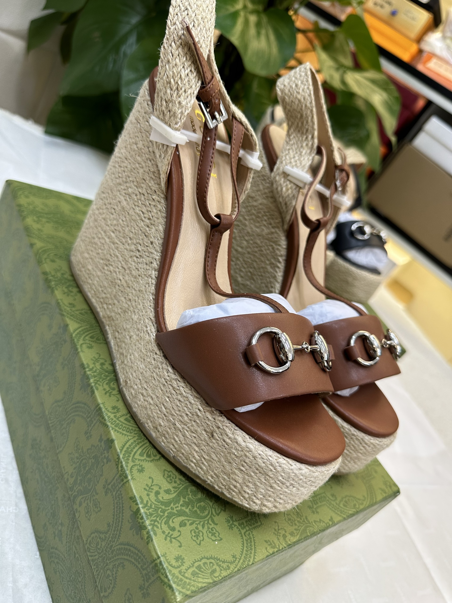Giày Gucci Sandals Siêu Cấp Màu Nâu Heel 13cm