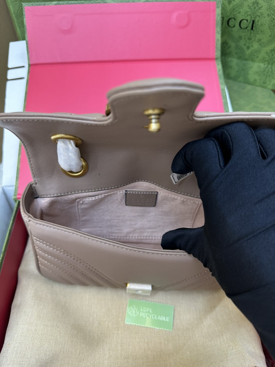 Túi Gucci GG Marmont Matelassé Leather Super Mini Màu Hồng Size 22cm
