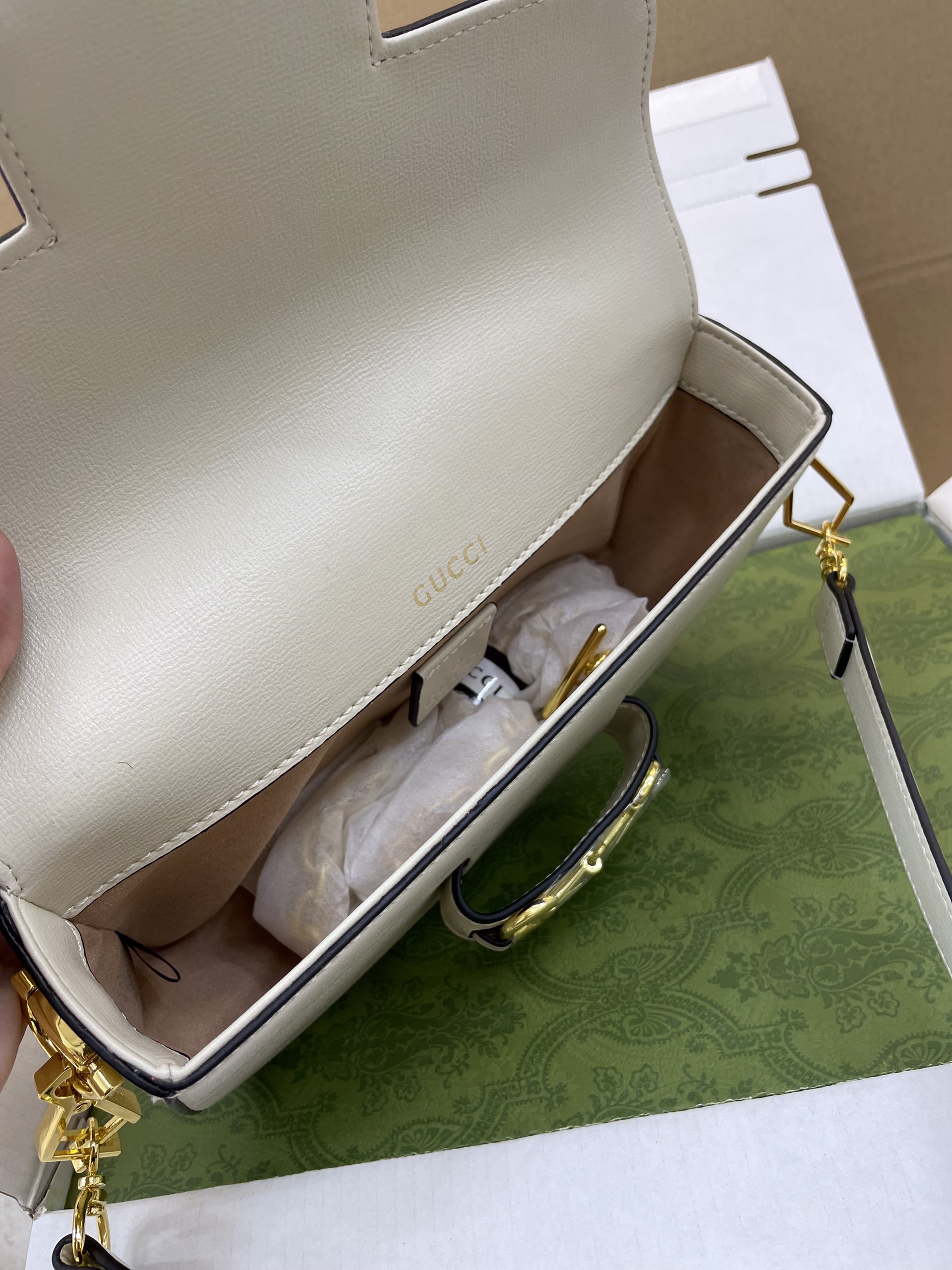 Túi Xách Gucci Horsebit 1955 Super Màu Trắng Size 25cm Full Box
