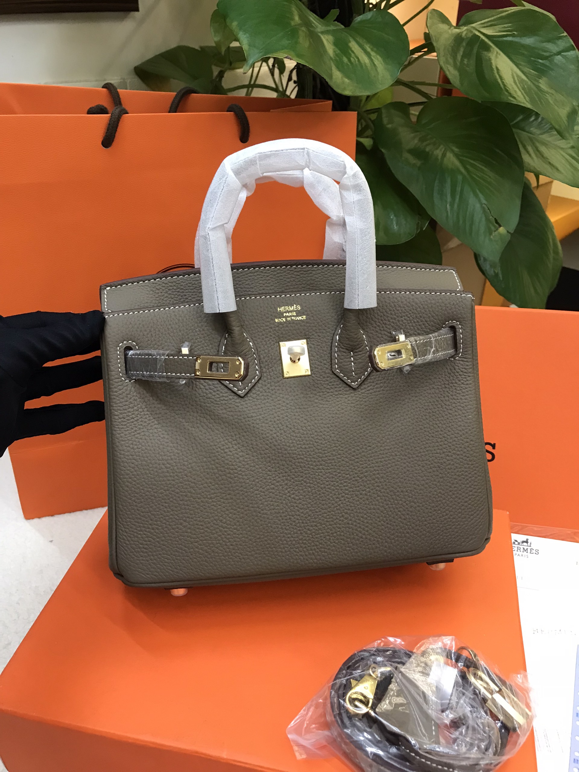 Túi Hermes Birkin 25 Super Màu Xám Đậm Khóa Vàng Size 25cm