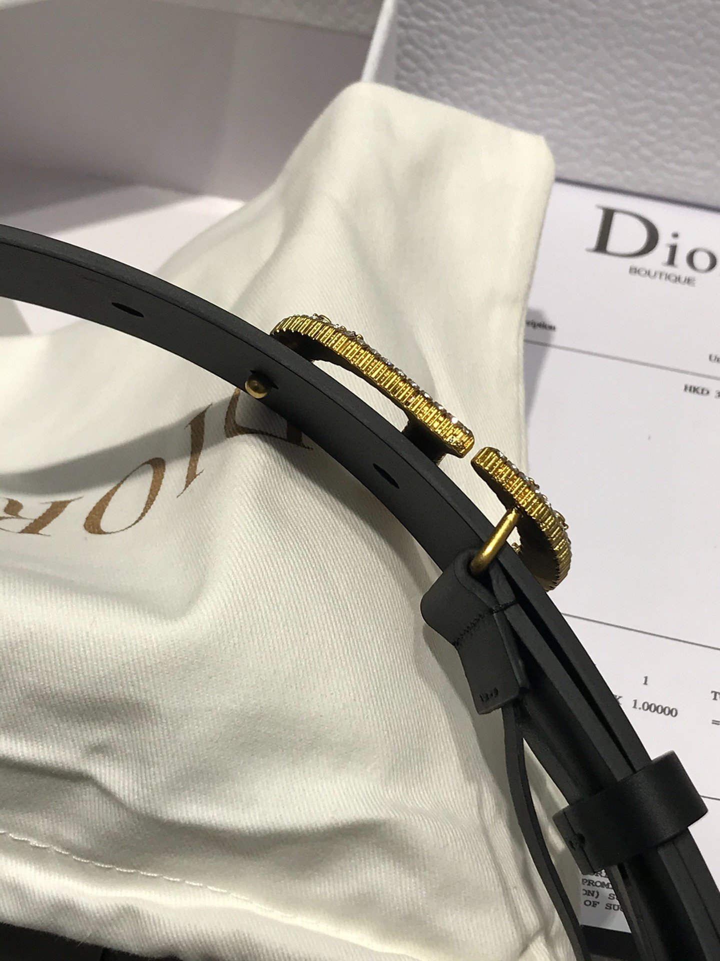Thắt Lưng Dior Da Bê Màu Đen Siêu Cấp Khóa Kim Cương Size 3cm