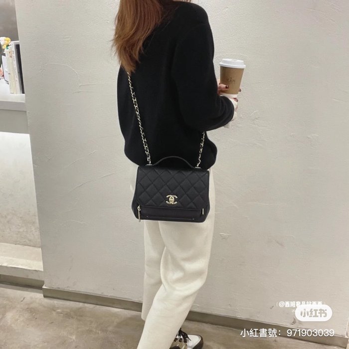 Túi Xách Chanel Super Business Affinity Màu Đen Khóa Vàng Size 25cm