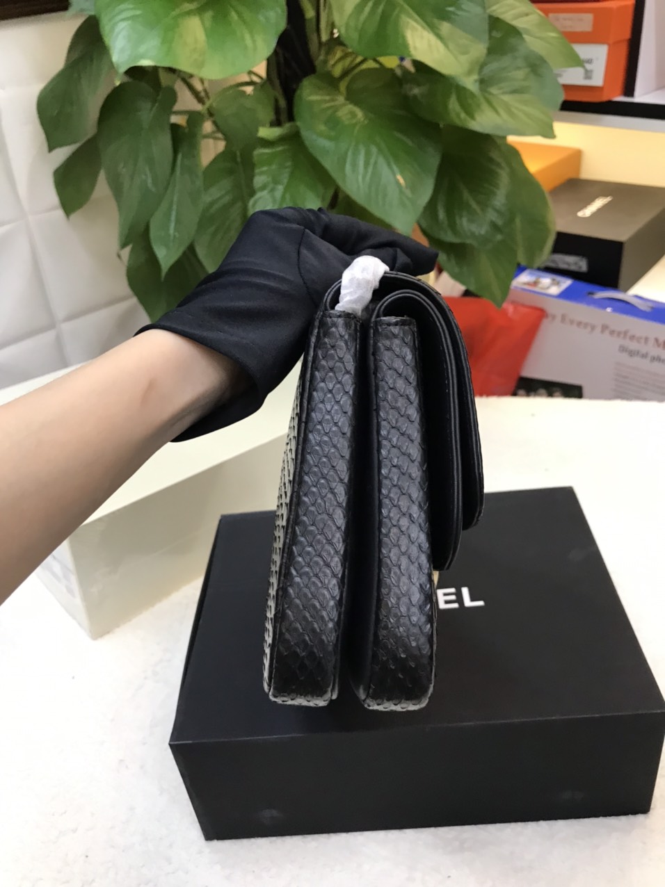 Túi Chanel Python Handbag Black Da Rắn Màu Đen