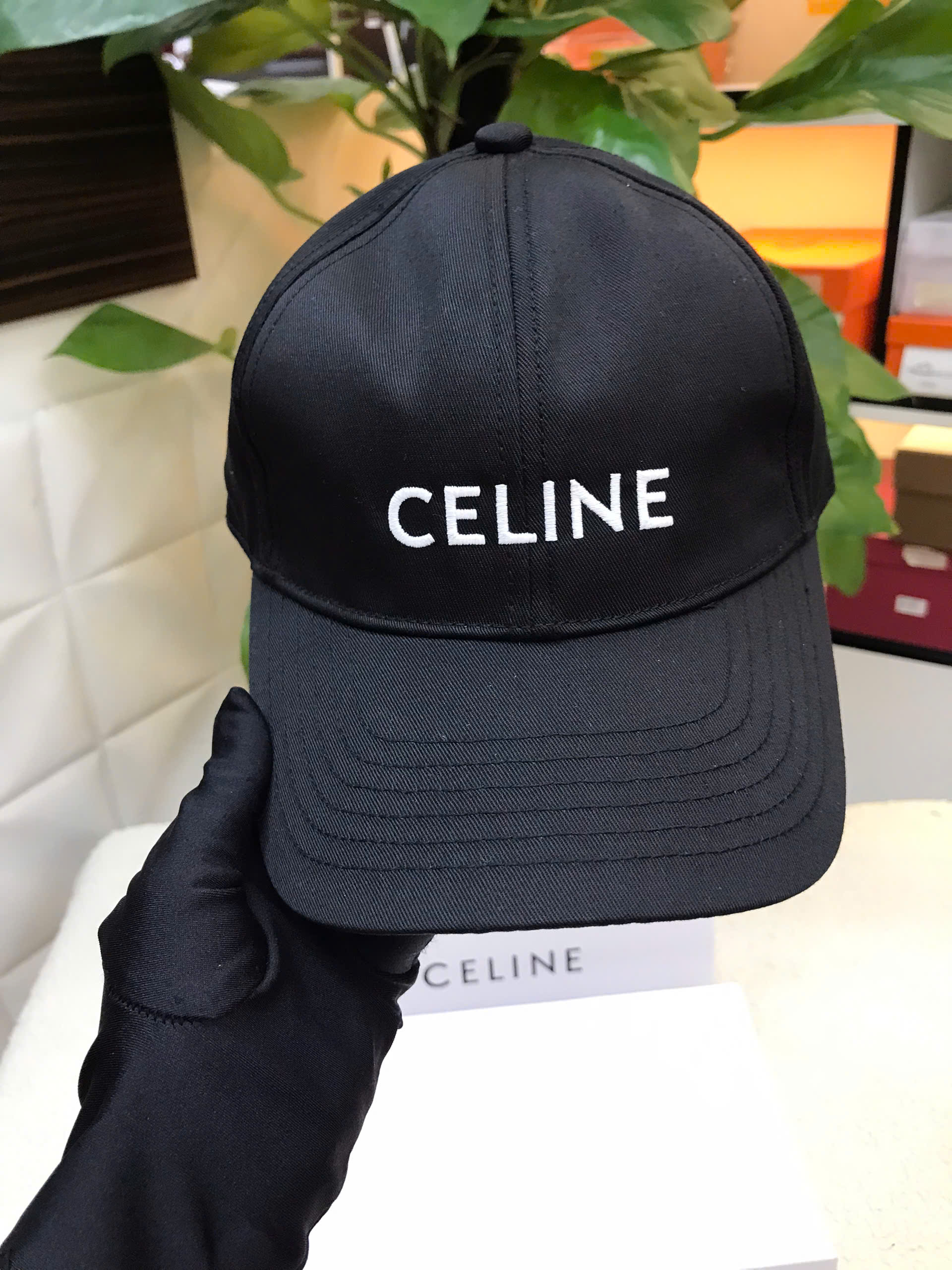 Mũ Celine Baseball Cap In Cotton Black Siêu Cấp