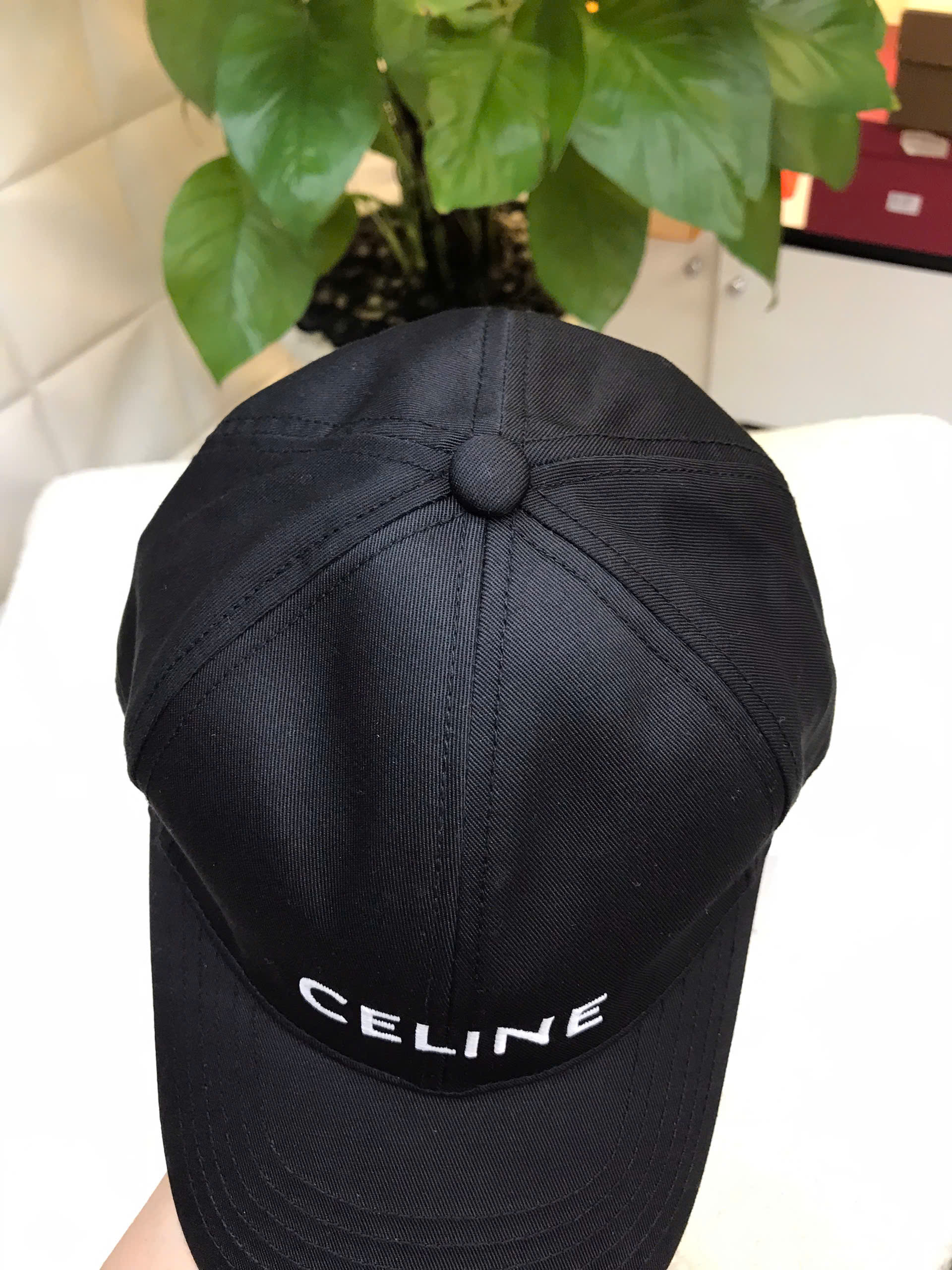 Mũ Celine Baseball Cap In Cotton Black Siêu Cấp