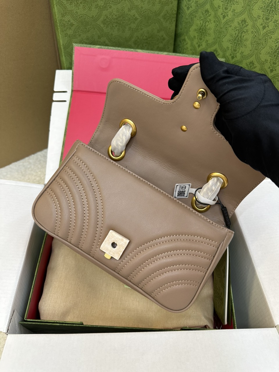 Túi Gucci GG Marmont Matelassé Leather Super Mini Màu Hồng Size 22cm
