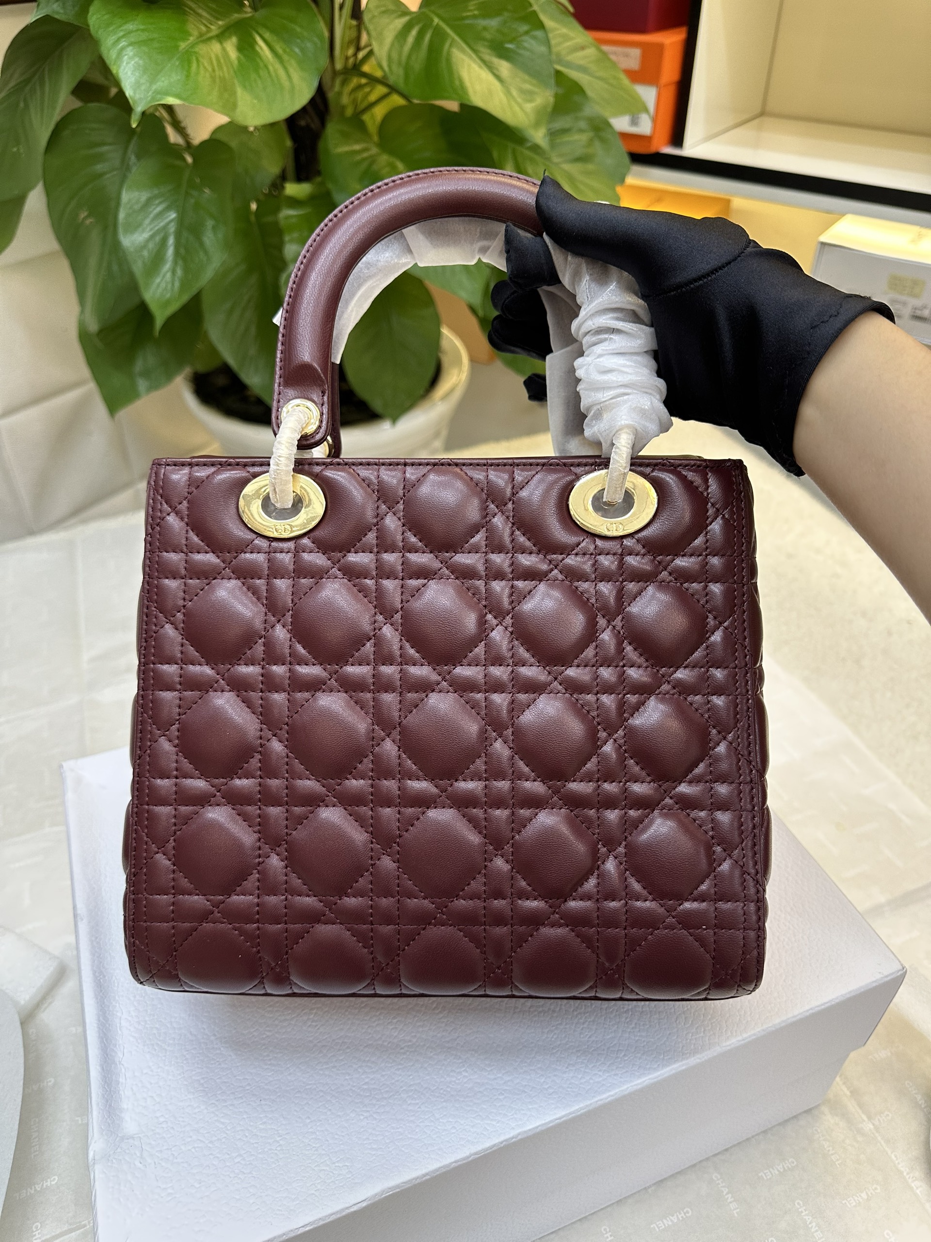 Túi Medium Lady Dior Red Bag Siêu Cấp Màu Đỏ Size 24cm