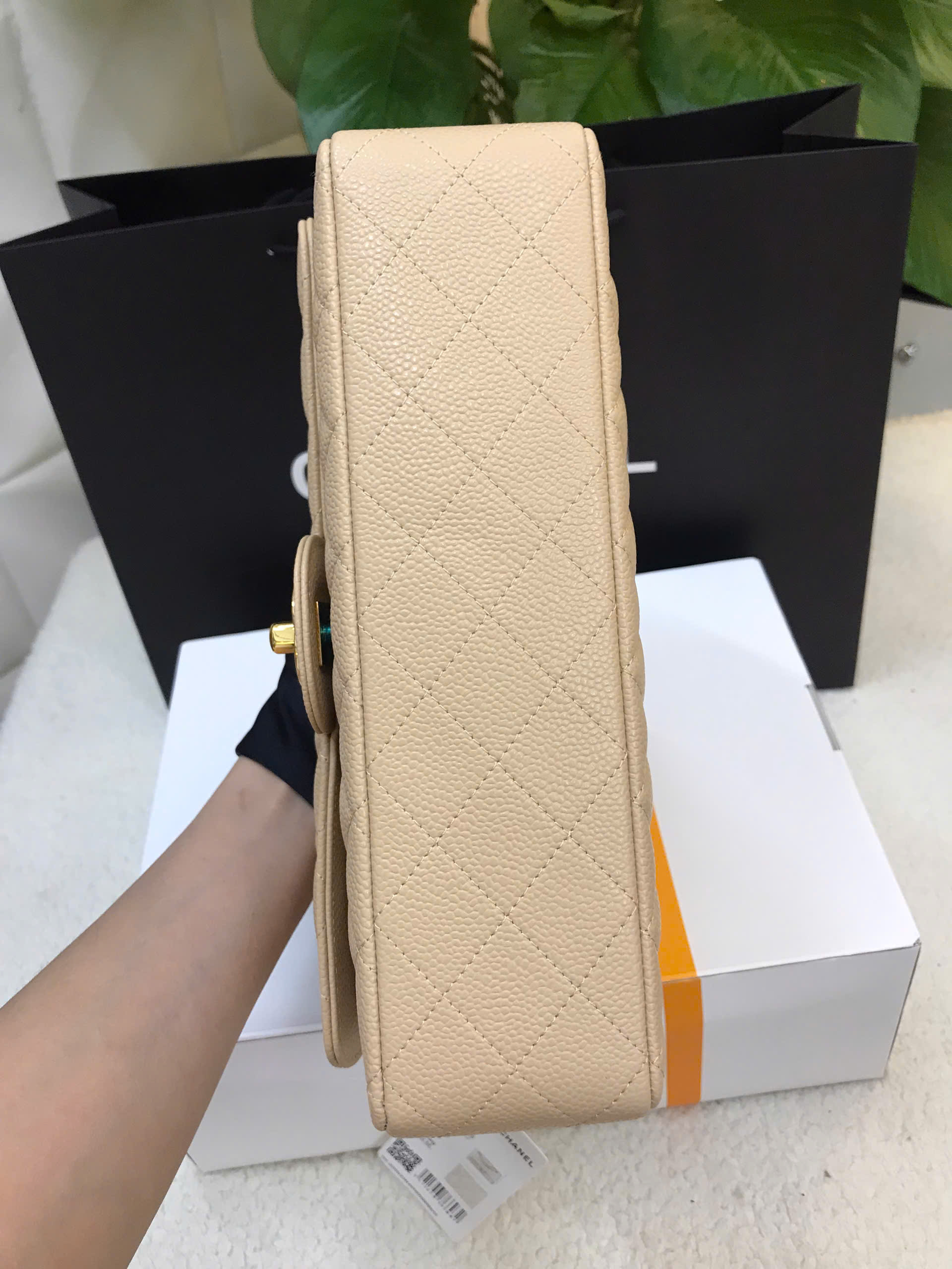 Túi Chanel Medium Classic Flap Beige Siêu Cấp Màu Be Size 25cm