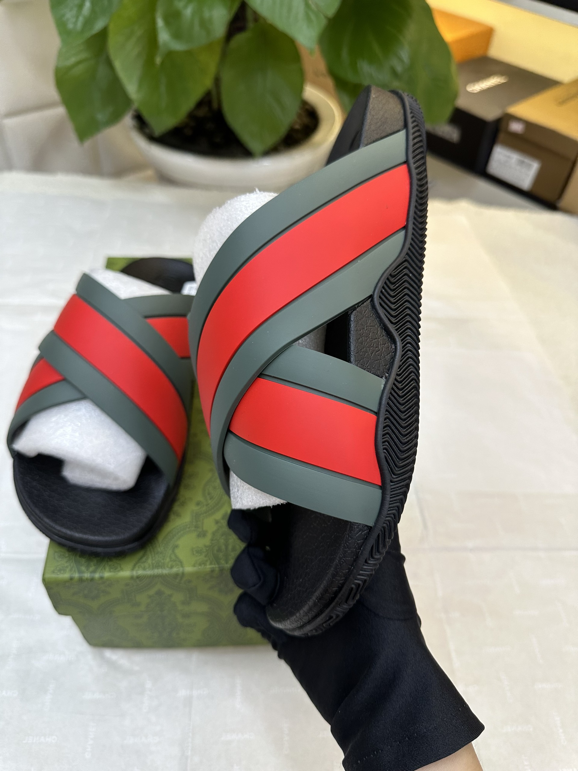 Dép Gucci Striped Rubber Slides Siêu Cấp Size 43