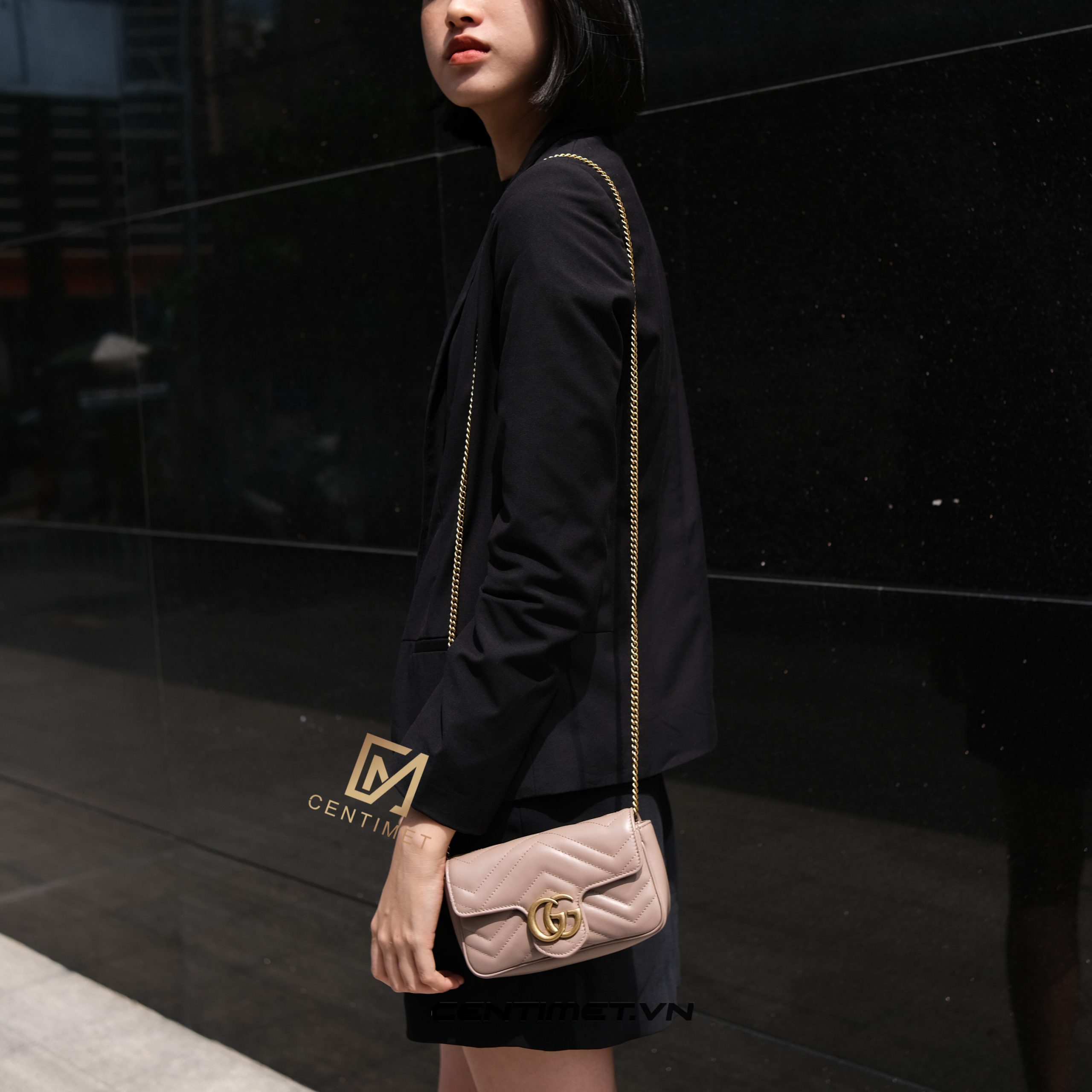 Túi Gucci GG Marmont Matelassé Leather Super Mini Màu Hồng Size 22cm