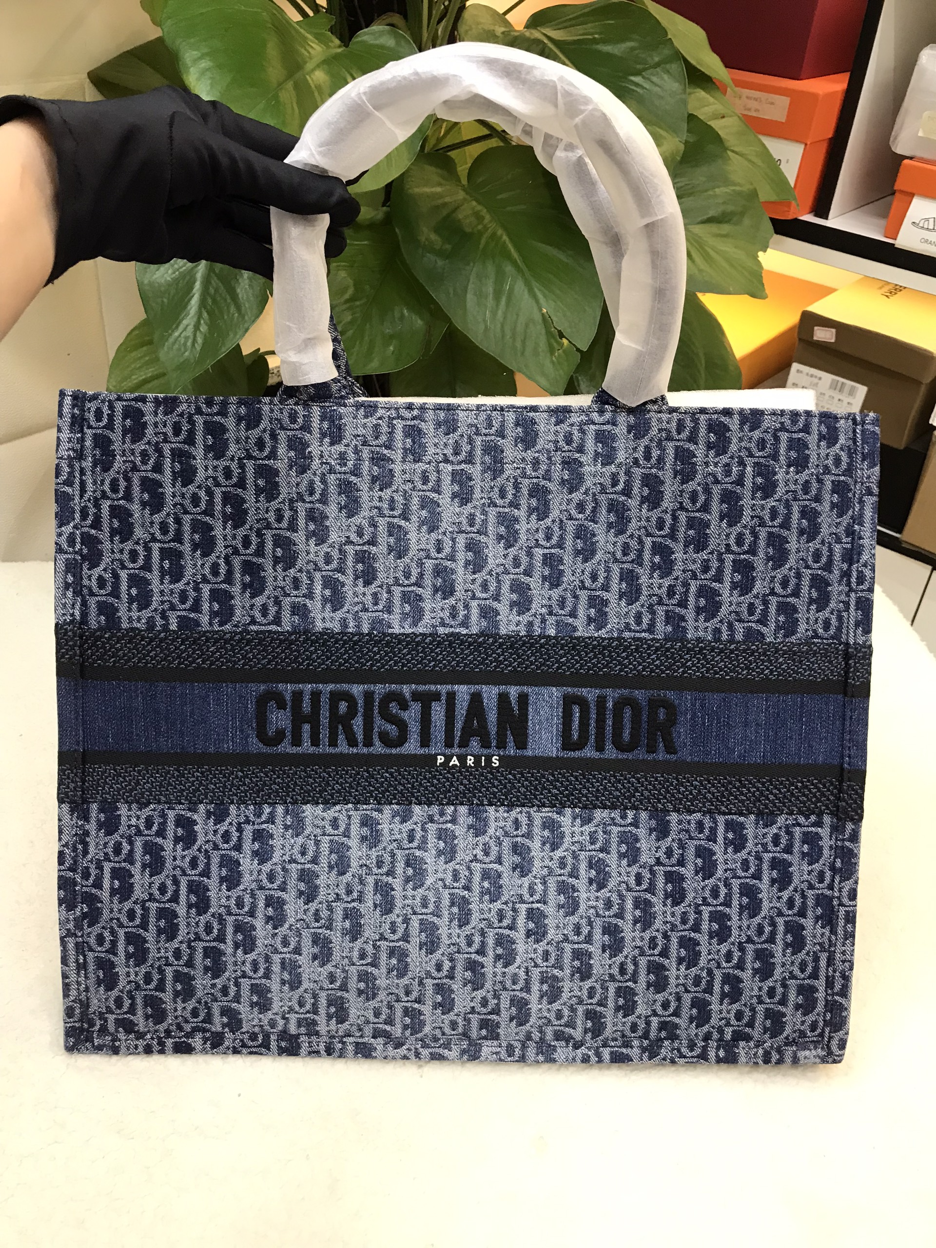 Túi Large Dior Book Tote Blue Denim Dior Oblique Jacquard Siêu Cấp SIze 42cm