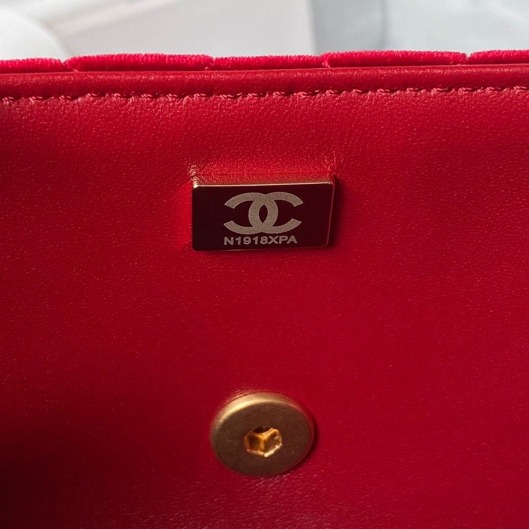 Túi Xách Chanel Classic Nhung SIêu Cấp Màu Đỏ Size 21cm AS3432