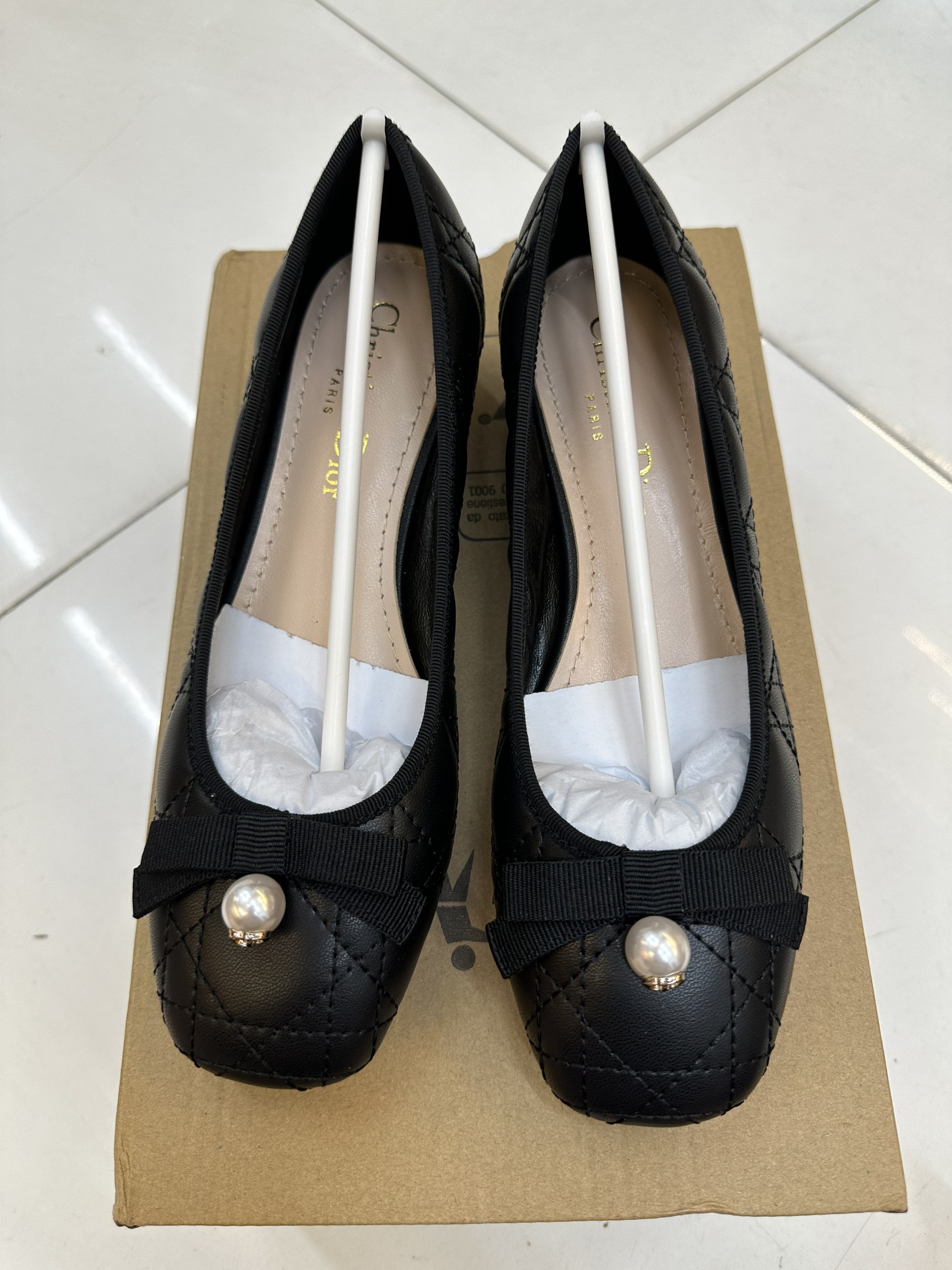 Giày Dior Ballet Pump Black Quilted Cannage Calskin Reference Siêu Cấp Size 35