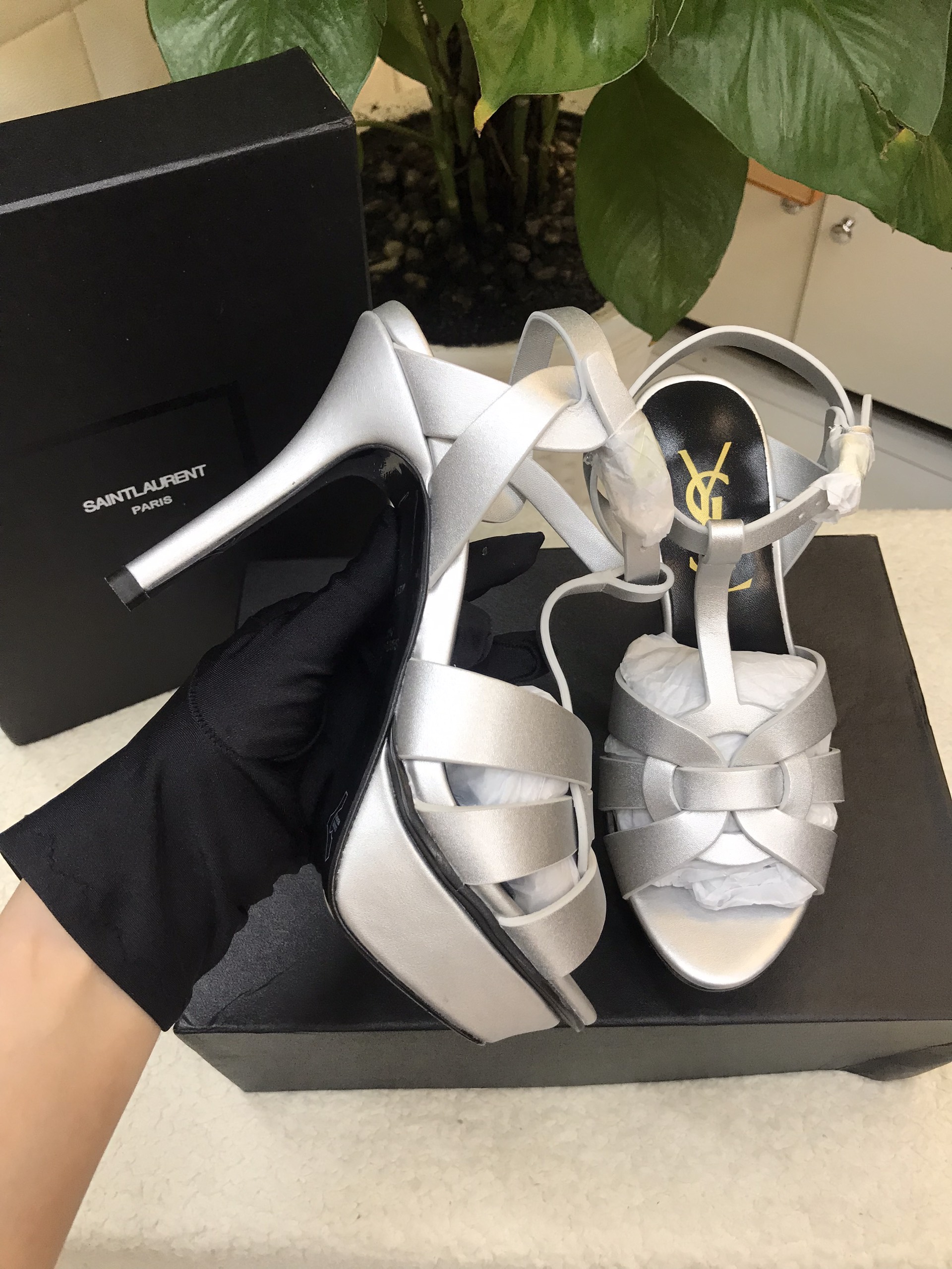 Giày Saint Laurent - Tribute 130 Leather Platform Sandals Siêu Cấp Size 35