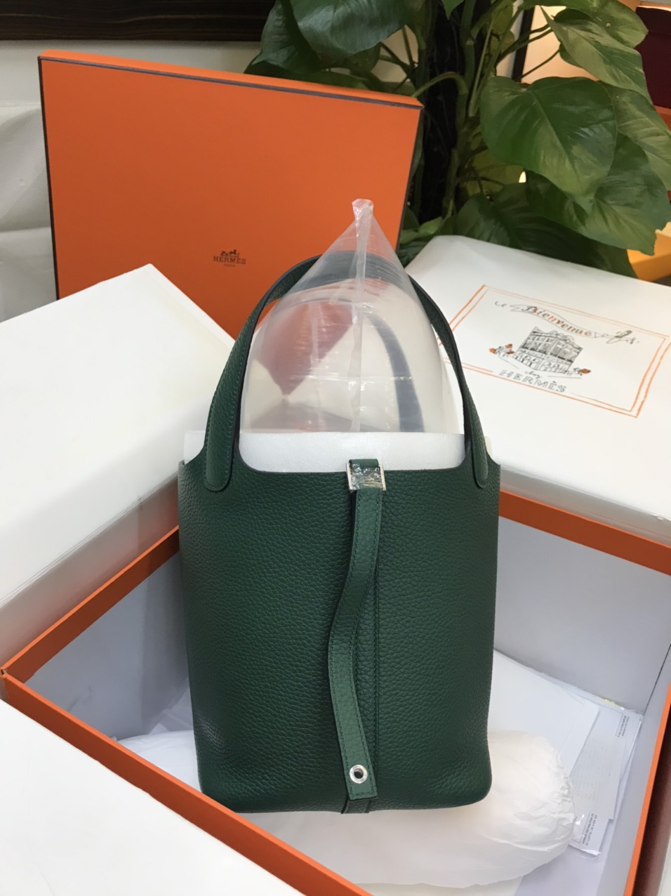 Túi Hermes Picotin 22 Vip Màu Xanh Rêu Khóa Bạc Size 22cm Chưa Kèm Box