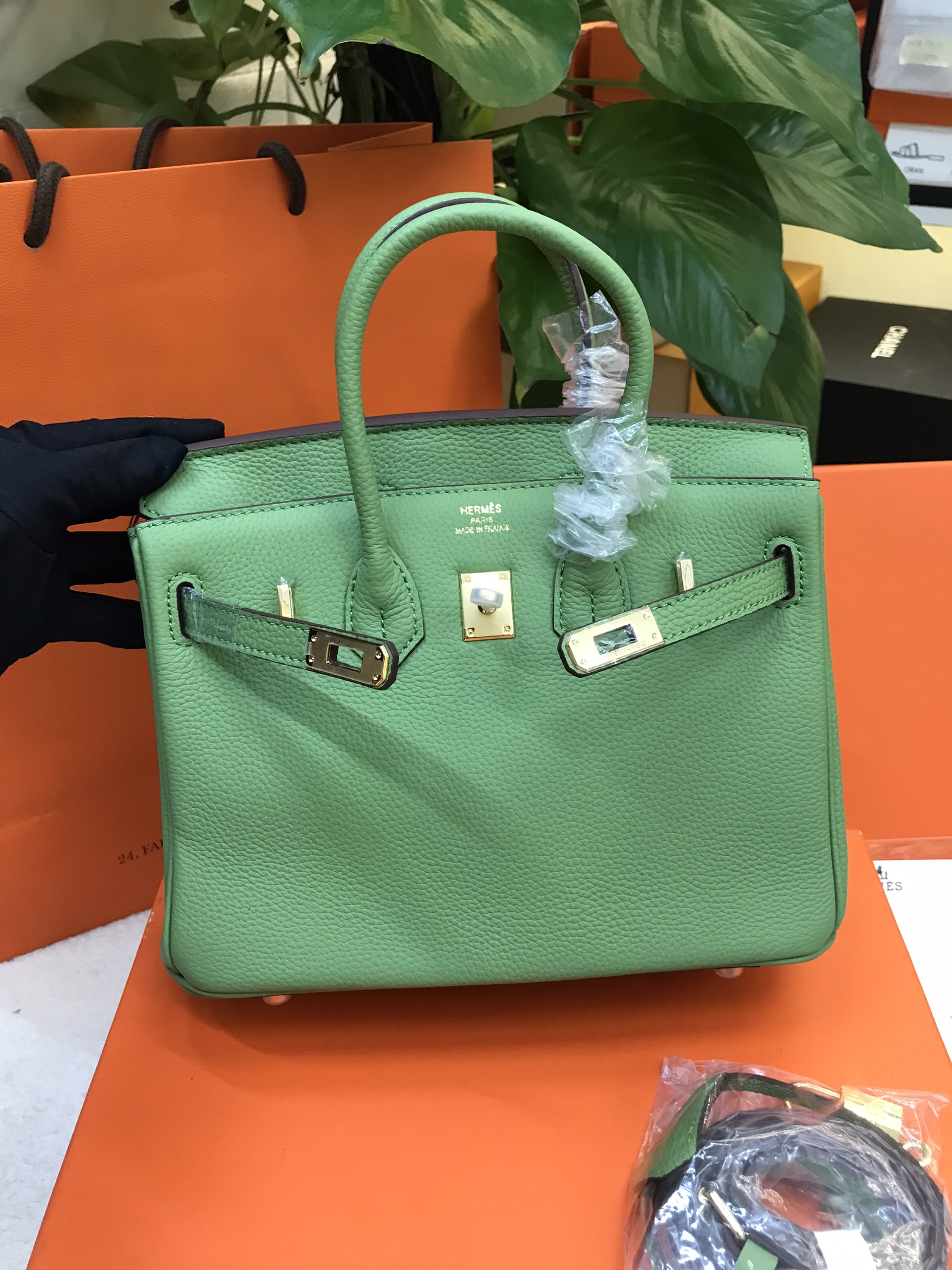 Túi Hermes Birkin 25 Super Màu Xanh Lá Khóa Vàng Size 25cm